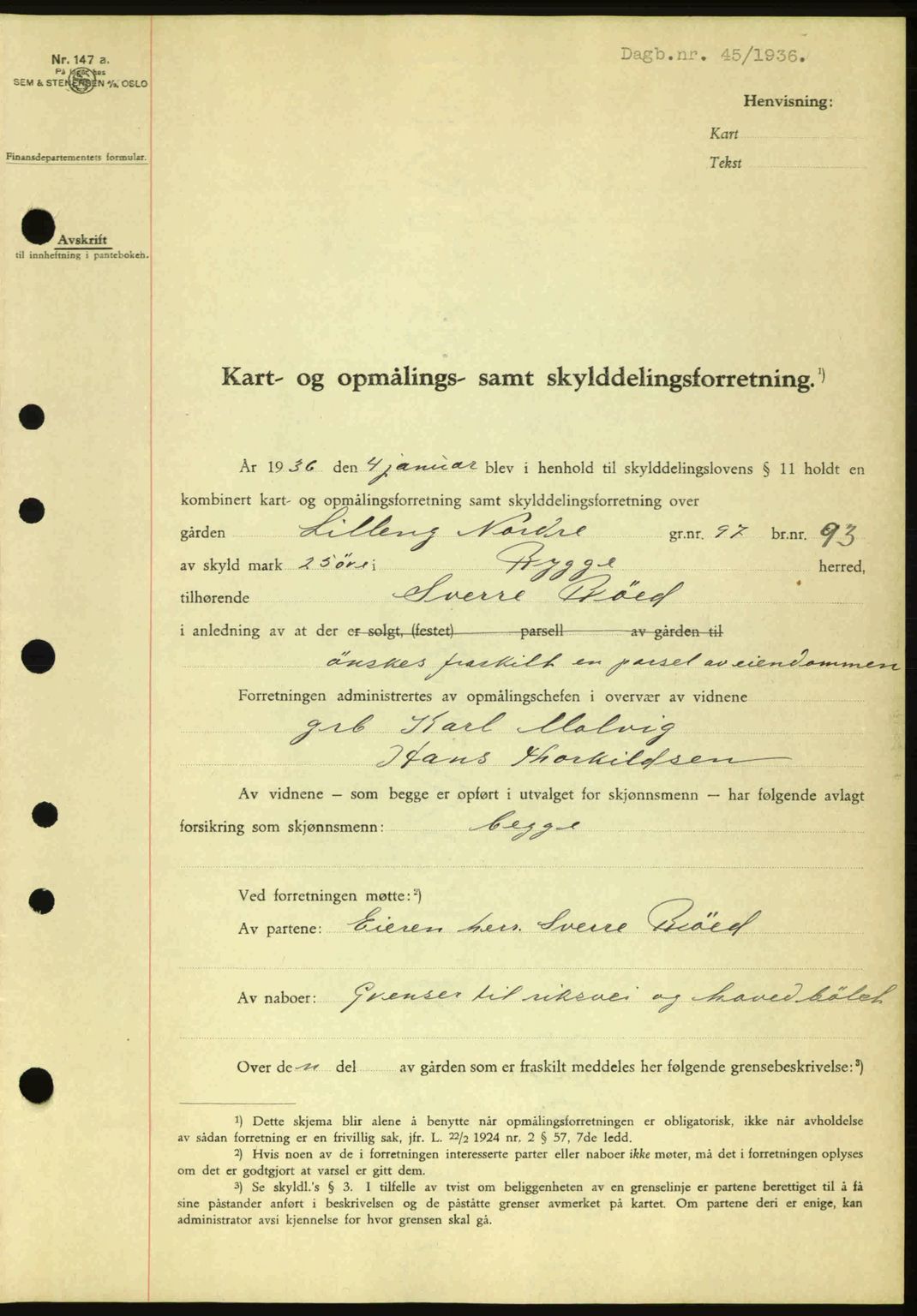 Moss sorenskriveri, SAO/A-10168: Pantebok nr. A1, 1936-1936, Dagboknr: 45/1936