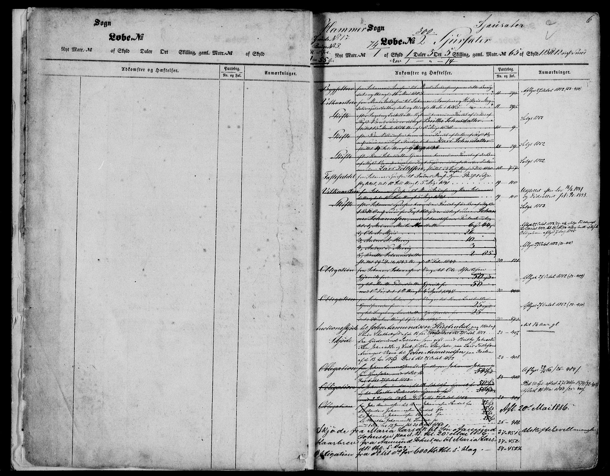 Nordhordland sorenskrivar, AV/SAB-A-2901/1/G/Ga/Gaaa/L0008: Panteregister nr. II.A.a.8, 1851-1893, s. 6