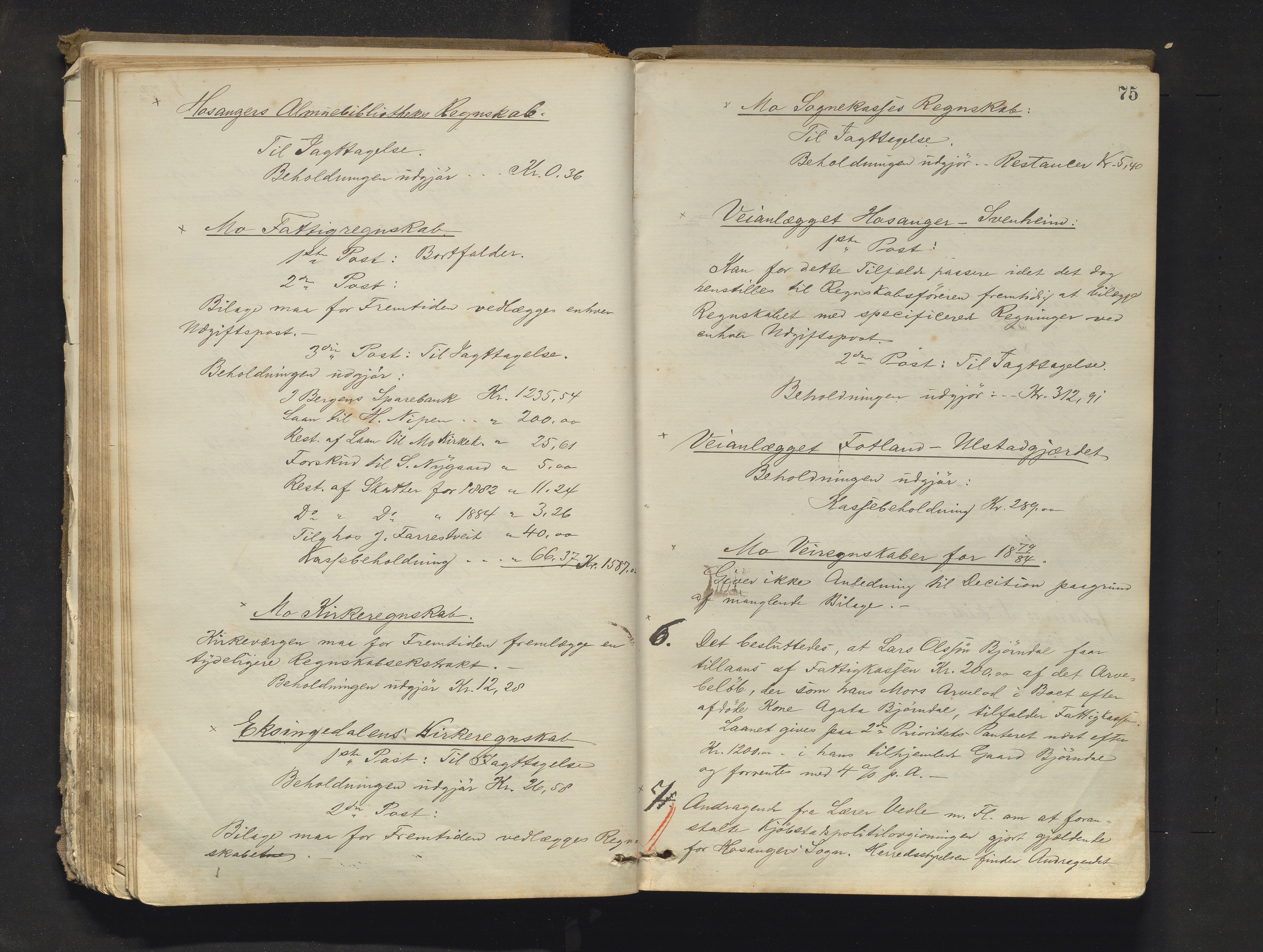 Hosanger kommune. Formannskapet, IKAH/1253a-021/A/Aa/L0003: Møtebok for Hosanger formannskap, heradsstyre og Hosanger soknestyre, 1881-1893, s. 75