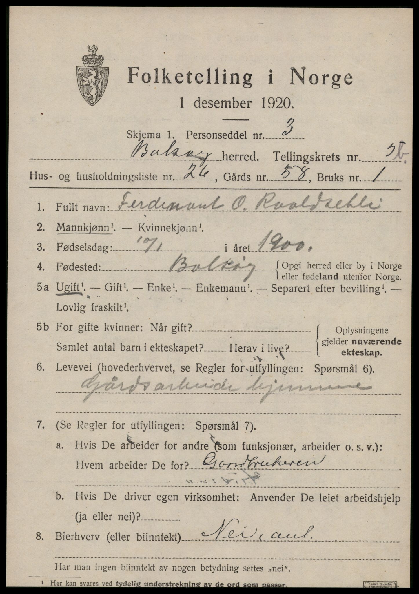 SAT, Folketelling 1920 for 1544 Bolsøy herred, 1920, s. 7809