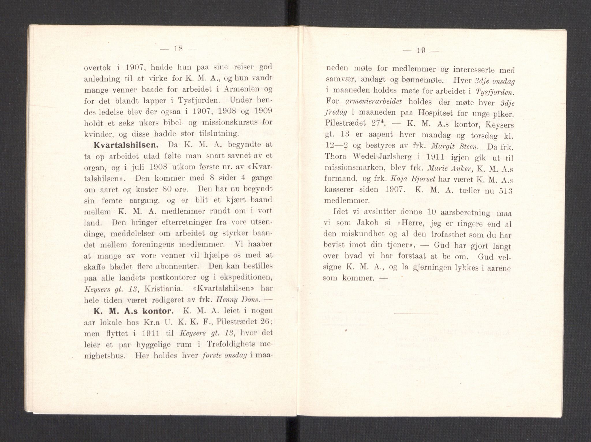 Kvinnelige Misjonsarbeidere, AV/RA-PA-0699/F/Fa/L0001/0008: -- / Trykte beretninger. 10-, 20, 25, og 30-årsjubileum, 1902-1932