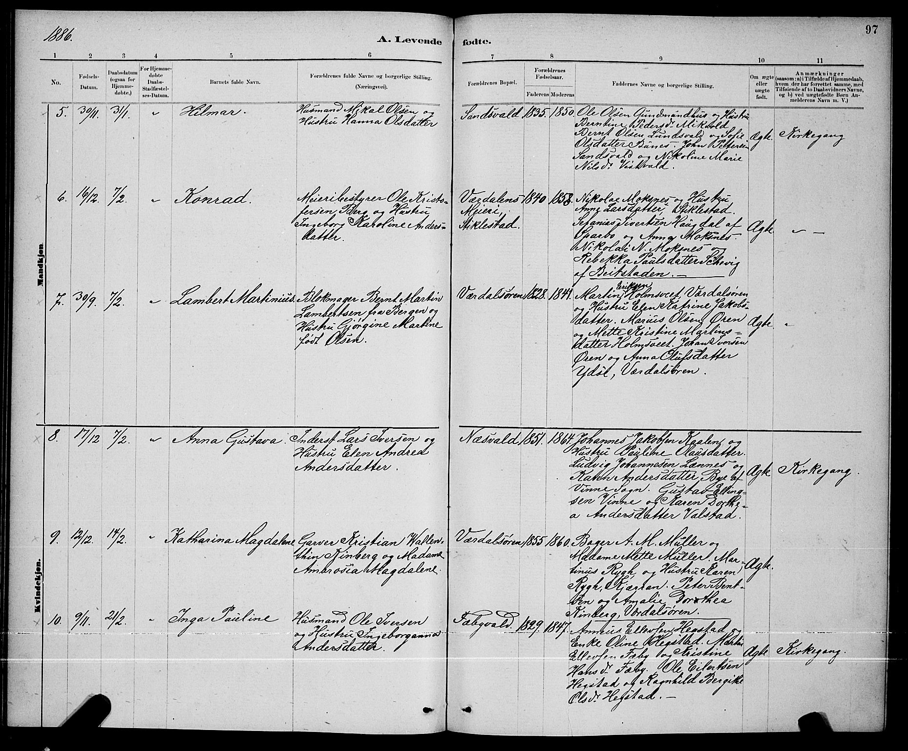 Ministerialprotokoller, klokkerbøker og fødselsregistre - Nord-Trøndelag, SAT/A-1458/723/L0256: Klokkerbok nr. 723C04, 1879-1890, s. 97