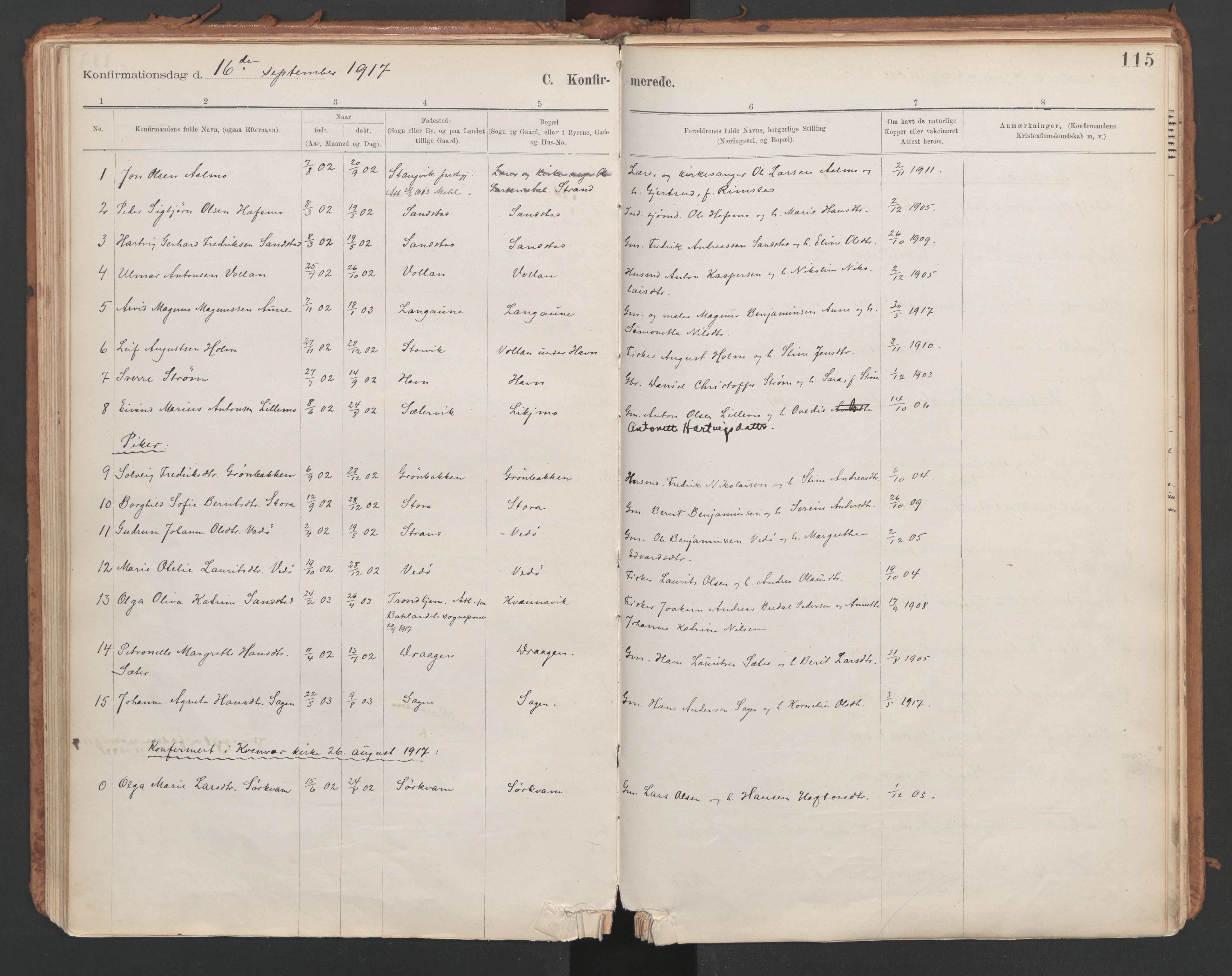 Ministerialprotokoller, klokkerbøker og fødselsregistre - Sør-Trøndelag, SAT/A-1456/639/L0572: Ministerialbok nr. 639A01, 1890-1920, s. 115