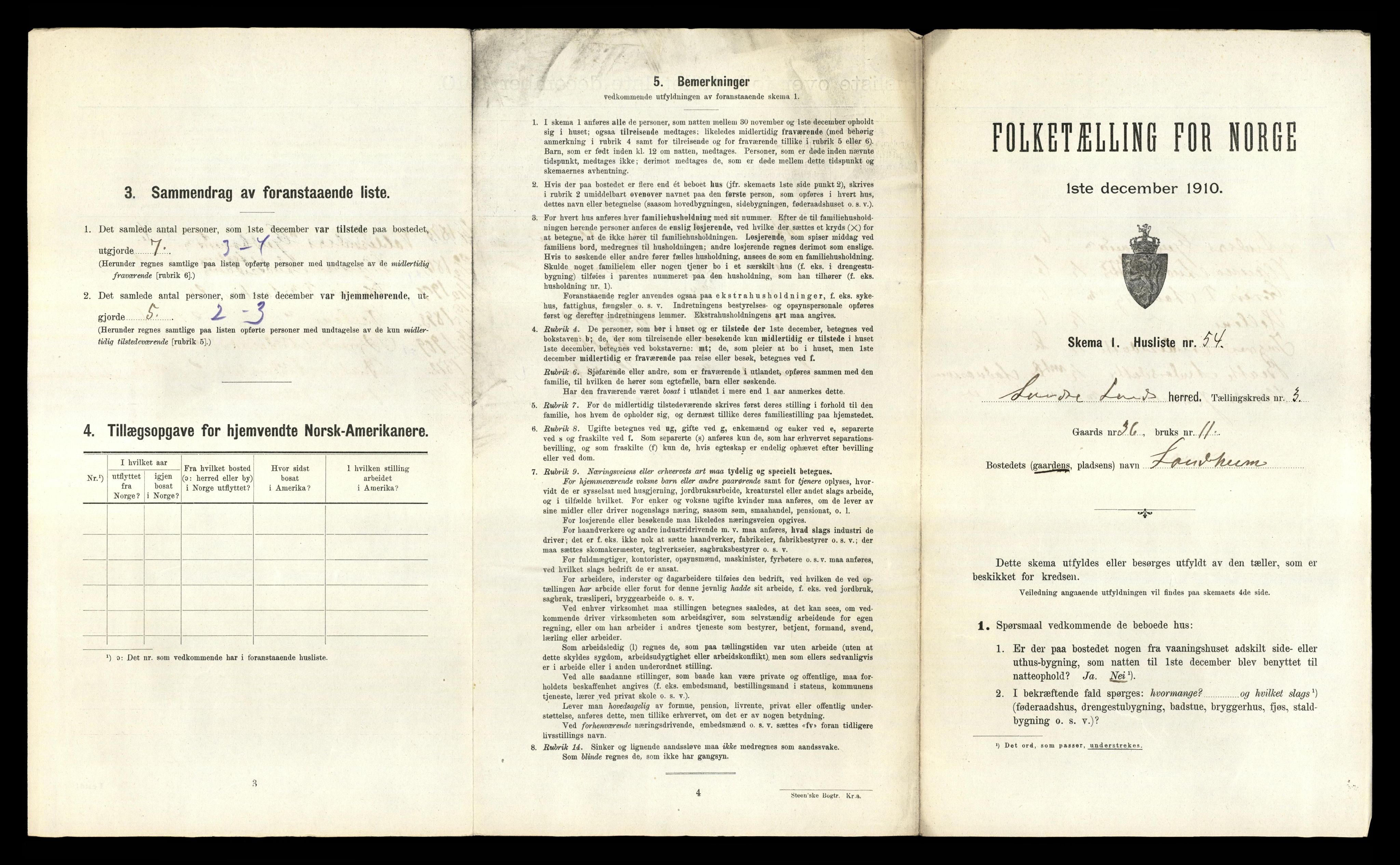 RA, Folketelling 1910 for 0536 Søndre Land herred, 1910, s. 852