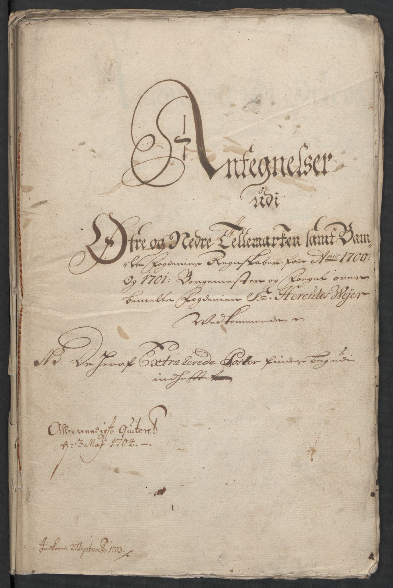 Rentekammeret inntil 1814, Reviderte regnskaper, Fogderegnskap, AV/RA-EA-4092/R36/L2105: Fogderegnskap Øvre og Nedre Telemark og Bamble, 1701, s. 293