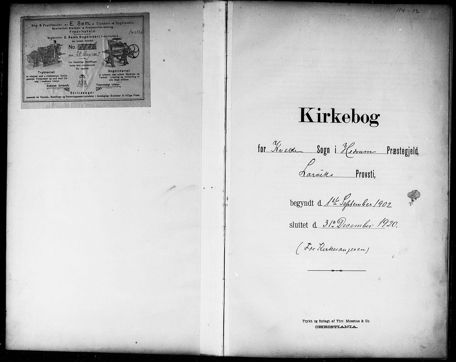 Hedrum kirkebøker, SAKO/A-344/G/Gb/L0001: Klokkerbok nr. II 1, 1902-1920