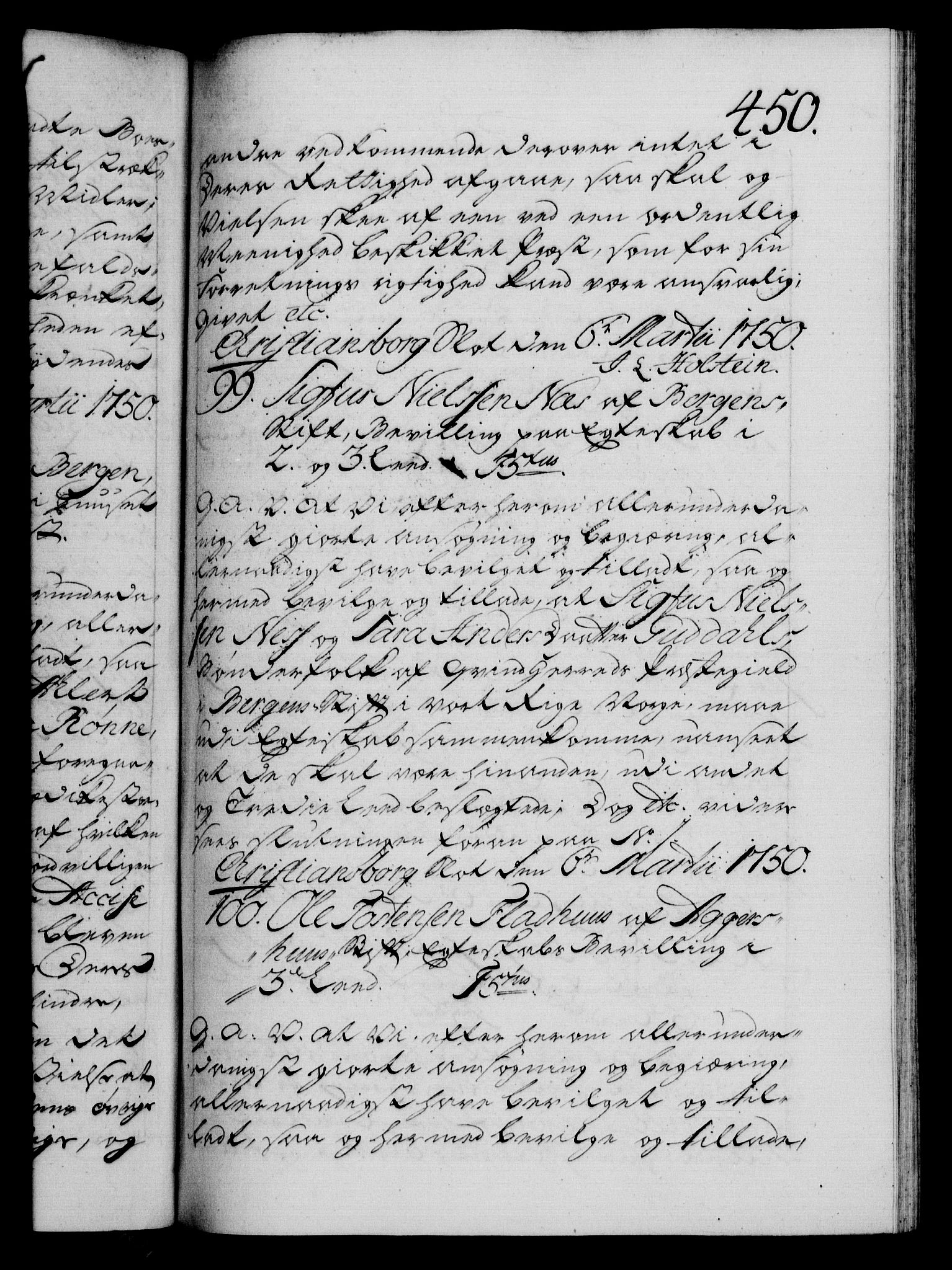 Danske Kanselli 1572-1799, RA/EA-3023/F/Fc/Fca/Fcaa/L0036: Norske registre, 1749-1750, s. 450a