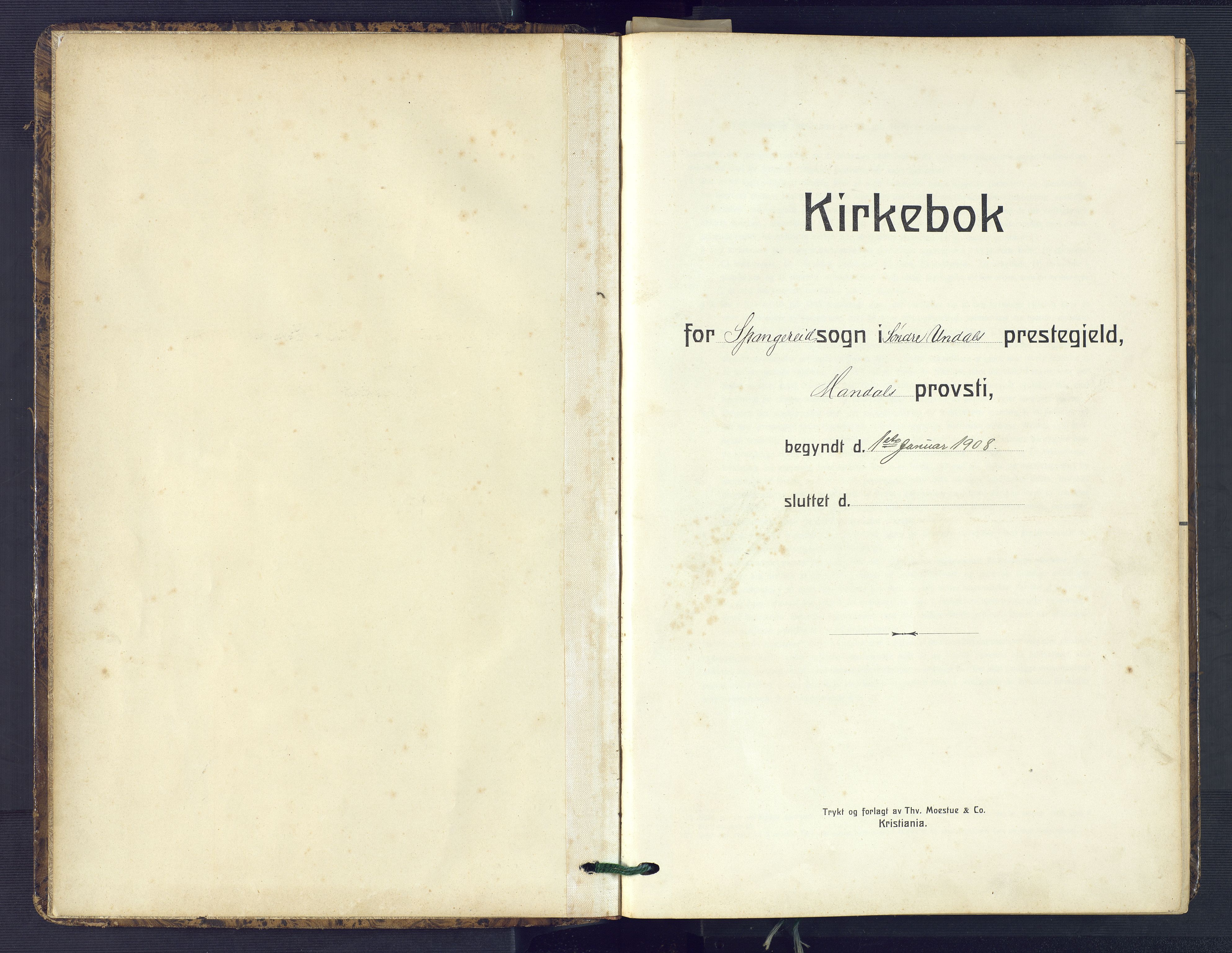 Sør-Audnedal sokneprestkontor, SAK/1111-0039/F/Fb/Fba/L0005: Klokkerbok nr. B 5, 1908-1963