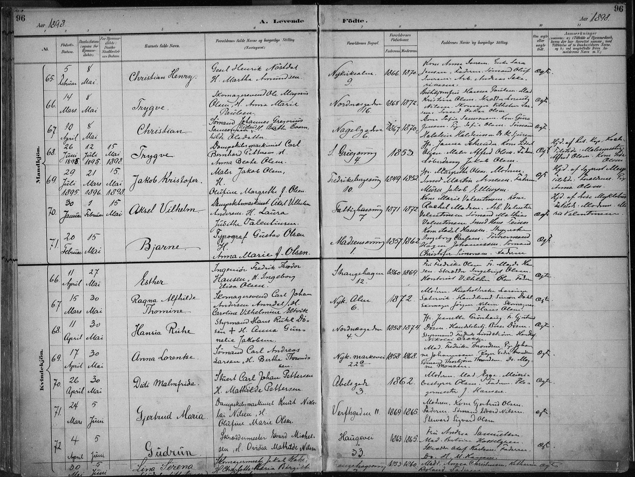 Nykirken Sokneprestembete, AV/SAB-A-77101/H/Haa/L0018: Ministerialbok nr. B 6, 1895-1903, s. 96