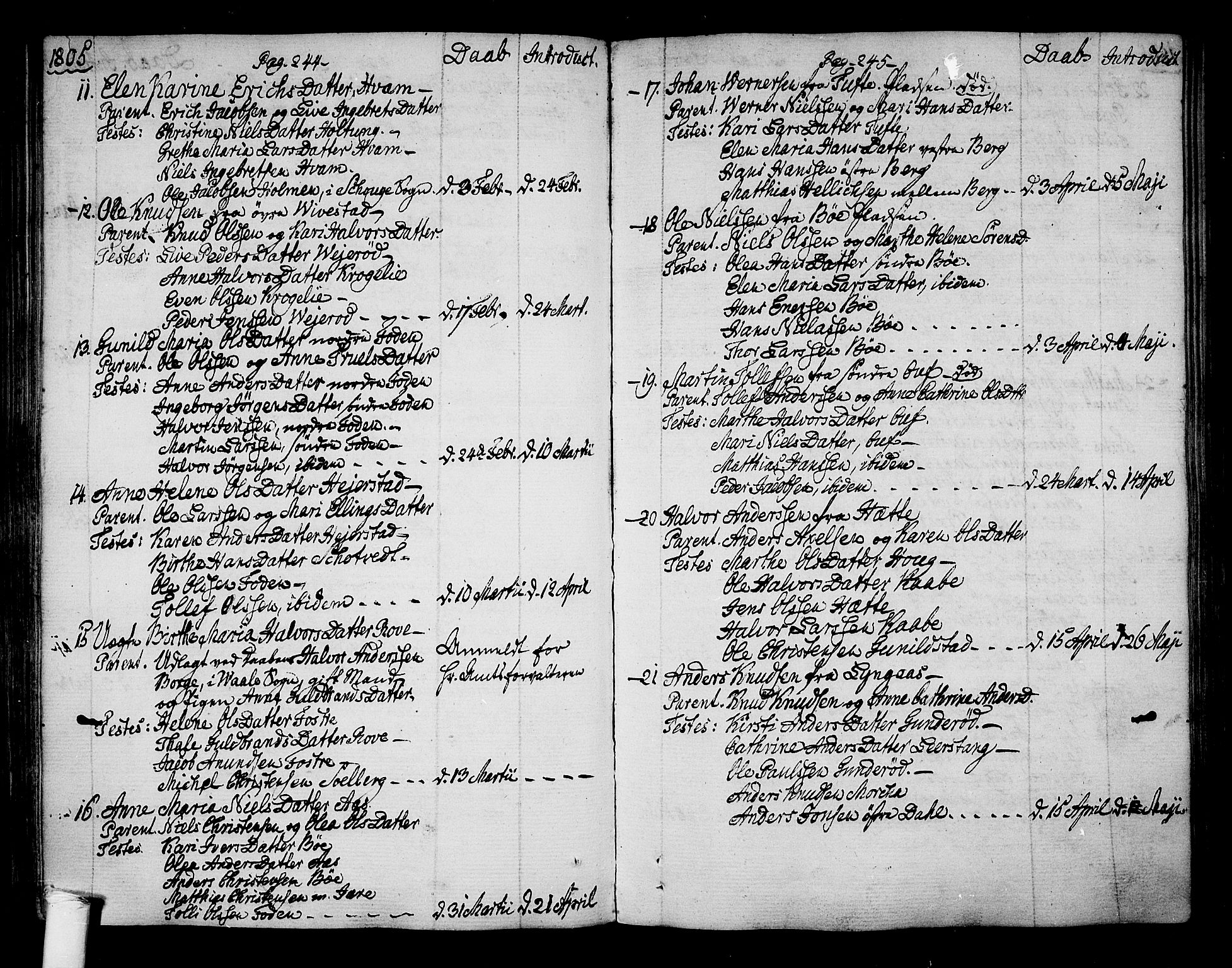 Ramnes kirkebøker, SAKO/A-314/F/Fa/L0003: Ministerialbok nr. I 3, 1790-1813, s. 244-245
