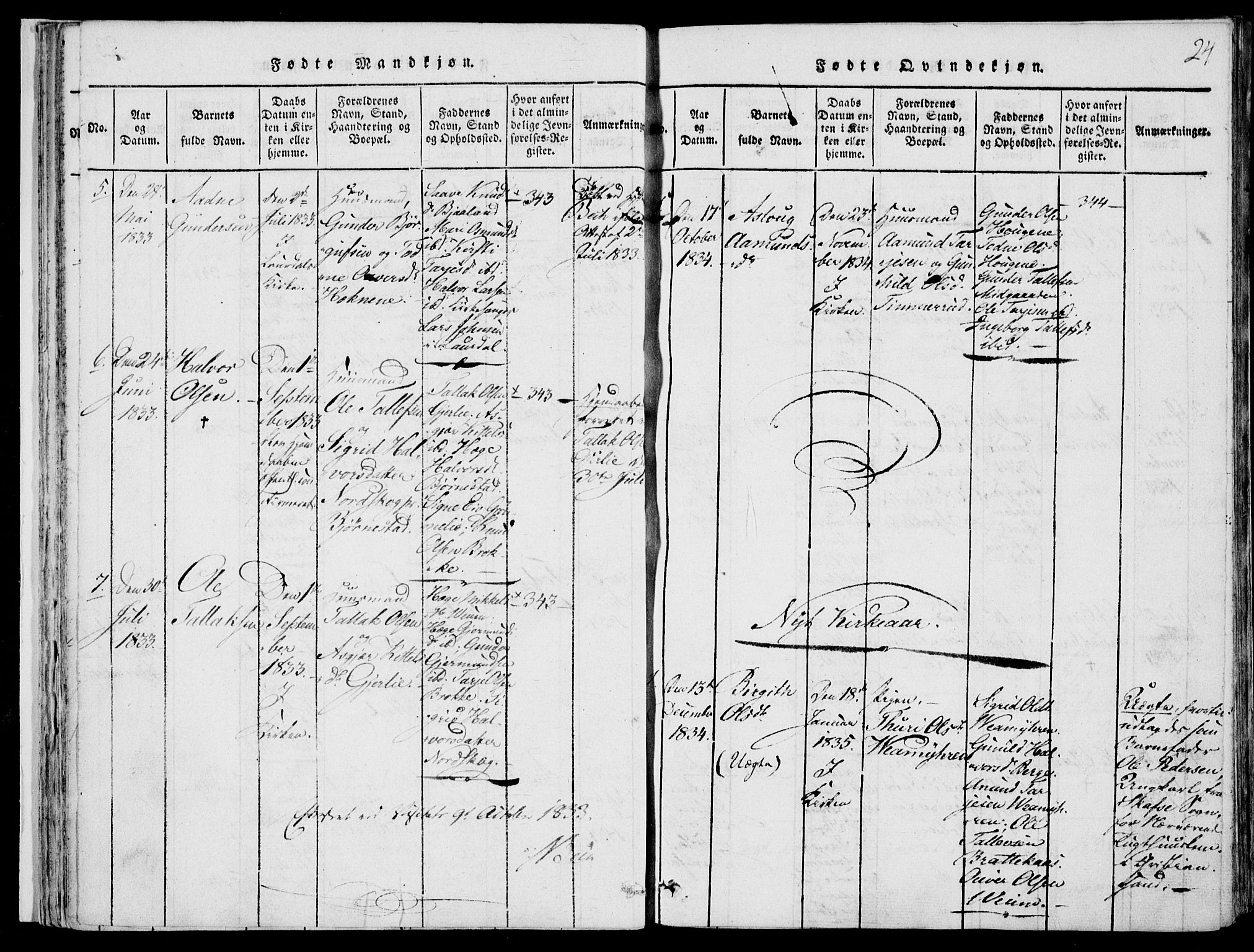 Fyresdal kirkebøker, AV/SAKO-A-263/F/Fb/L0001: Ministerialbok nr. II 1, 1815-1854, s. 24