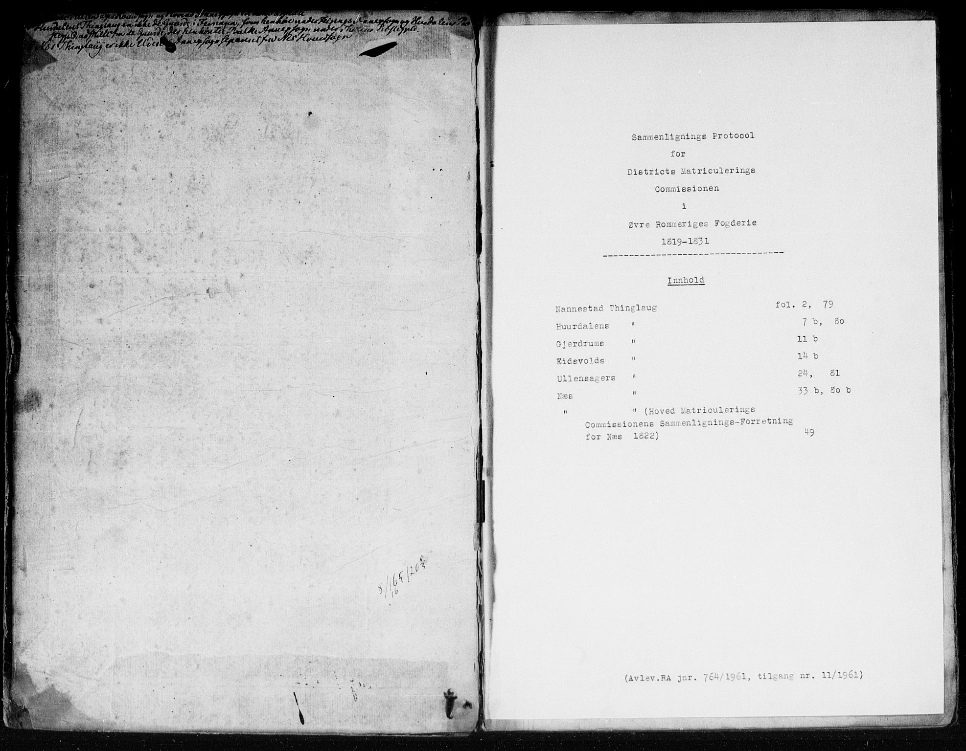 Hovedmatrikkelkommisjonen, AV/RA-S-1529, 1819-1831