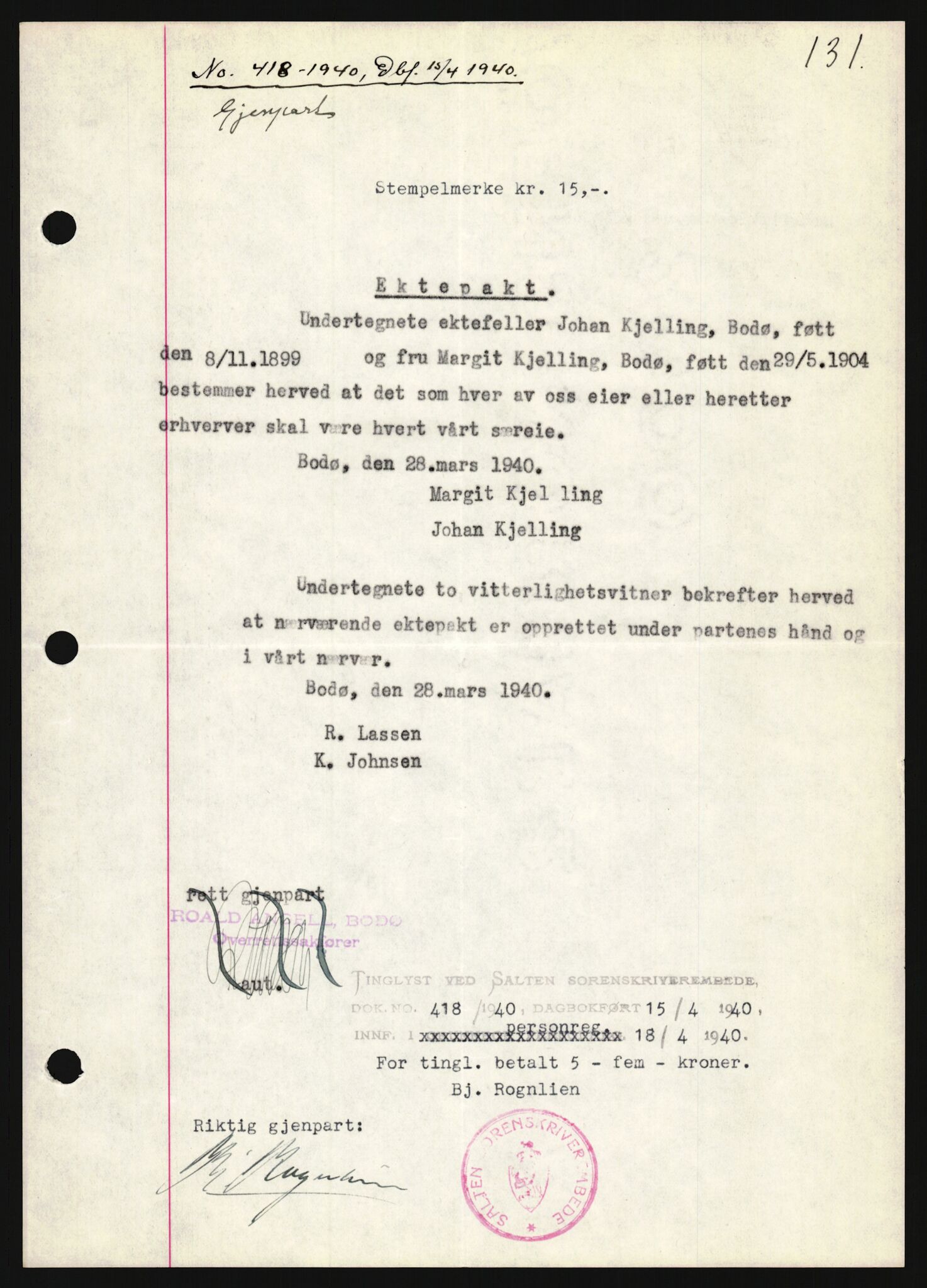 Oslo byskriverembete, AV/SAO-A-10227/2/G/Gb/L0068: Tinglyste ektepakter, Nordland, bind 2-3, 1933-1943