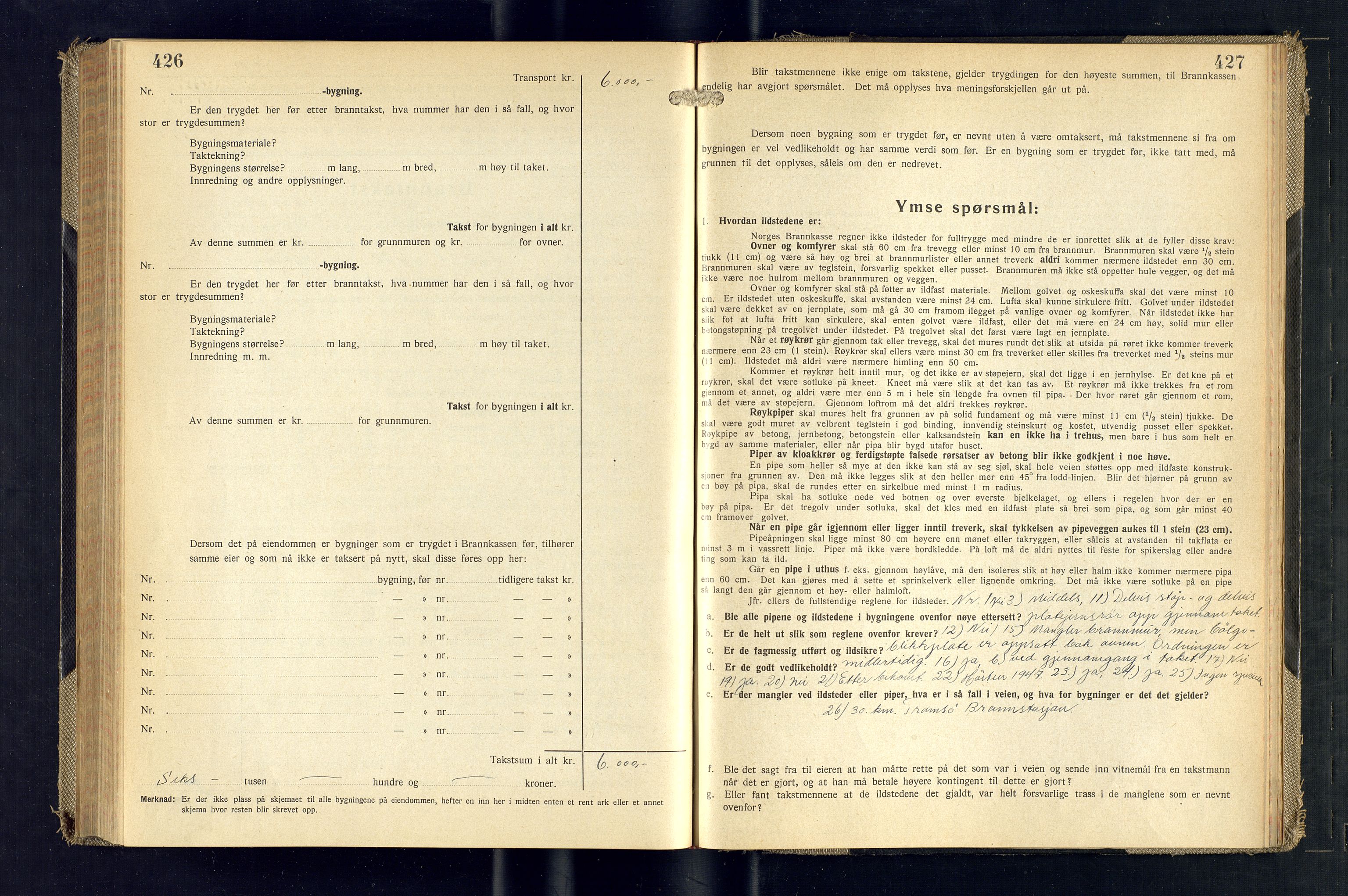 Tromsøysund lensmannskontor, SATØ/SATØ-12/F/Fs/Fsb/L0759: Branntakstprotokoll (S). Med register, 1945-1948, s. 426-427