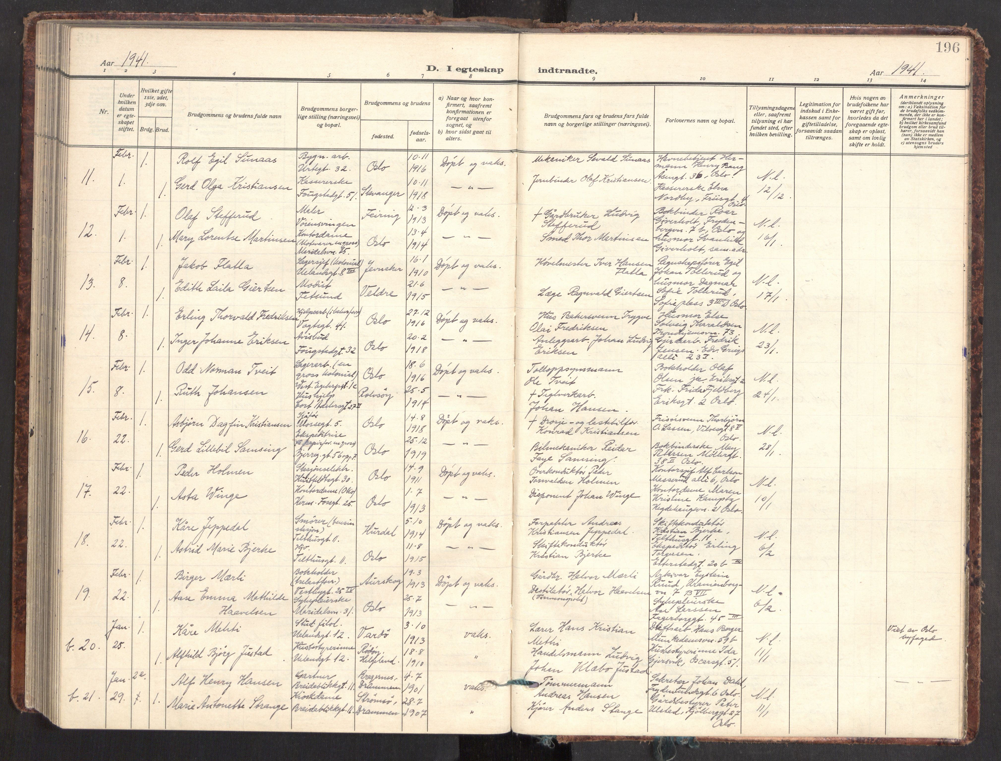 Gamle Aker prestekontor Kirkebøker, AV/SAO-A-10617a/F/L0021: Ministerialbok nr. 21, 1932-1941, s. 196