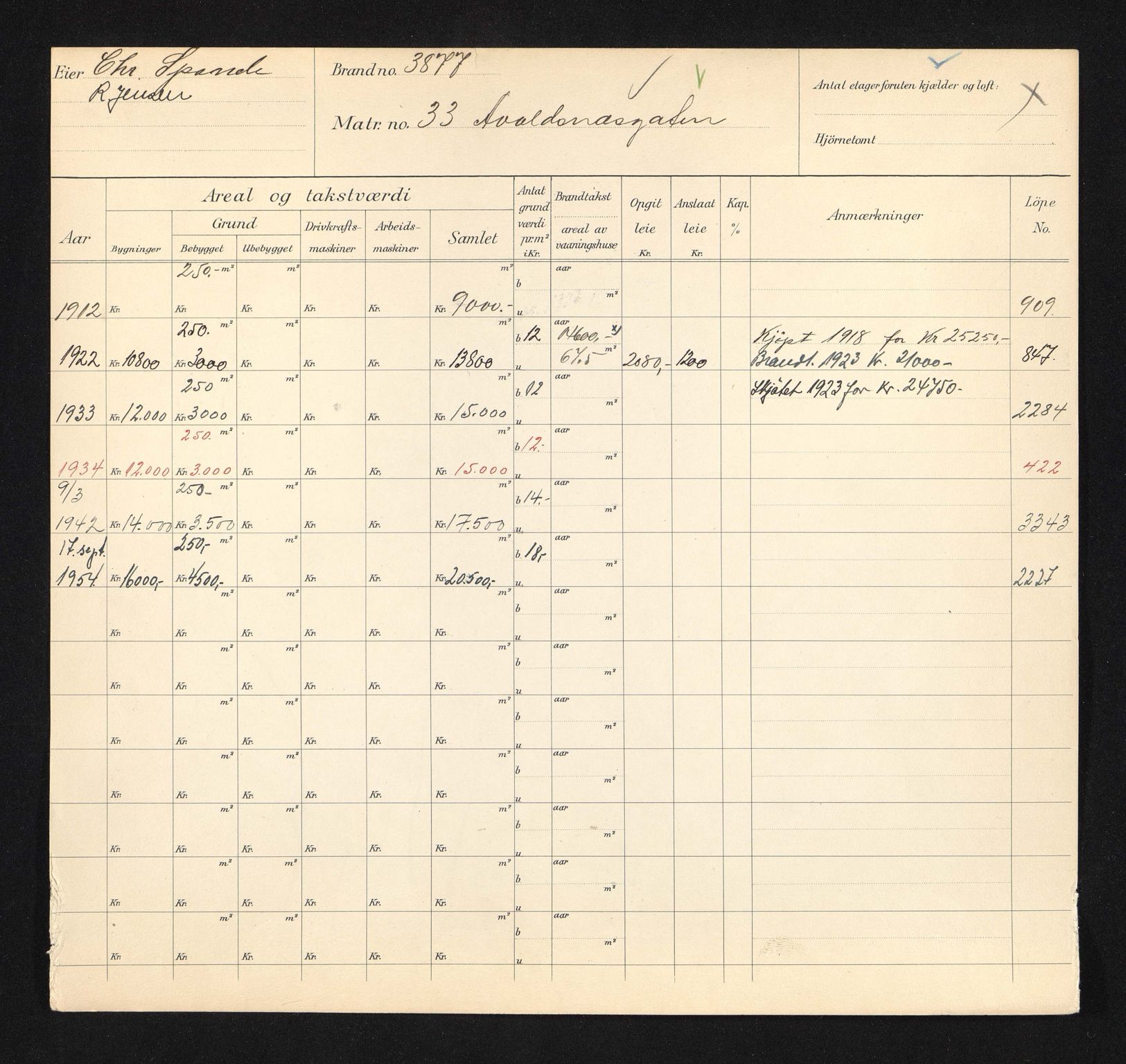 Stavanger kommune. Skattetakstvesenet, BYST/A-0440/F/Fa/Faa/L0003/0003: Skattetakstkort / Avaldsnesgata 32 - 52