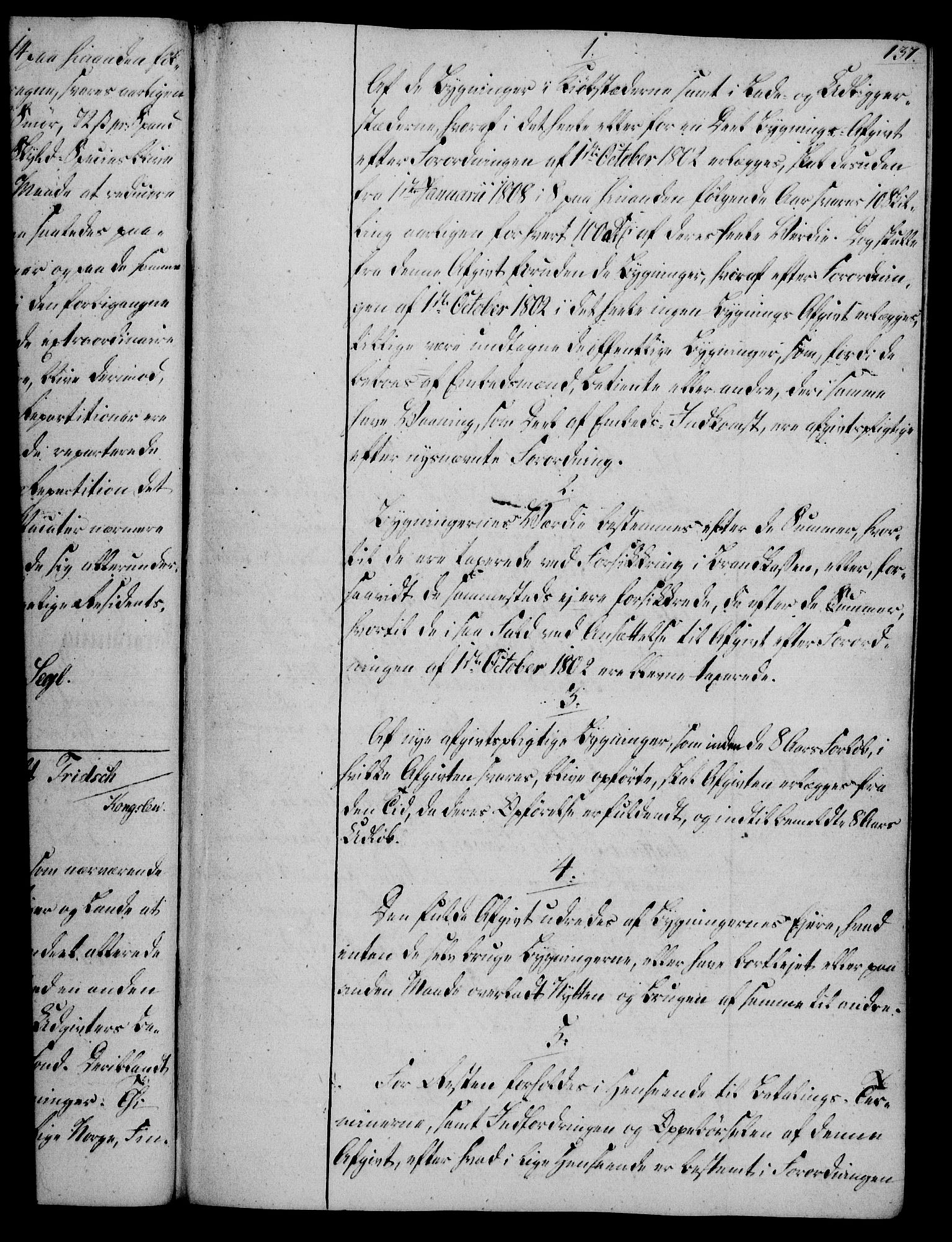 Rentekammeret, Kammerkanselliet, RA/EA-3111/G/Gg/Gga/L0019: Norsk ekspedisjonsprotokoll med register (merket RK 53.19), 1807-1810, s. 137