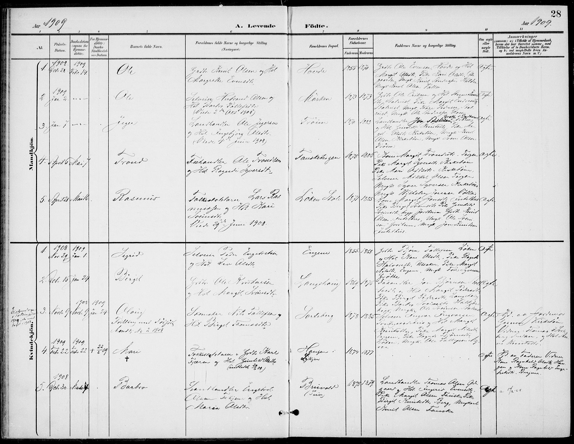 Gol kirkebøker, AV/SAKO-A-226/F/Fb/L0002: Ministerialbok nr. II 2, 1900-1921, s. 28