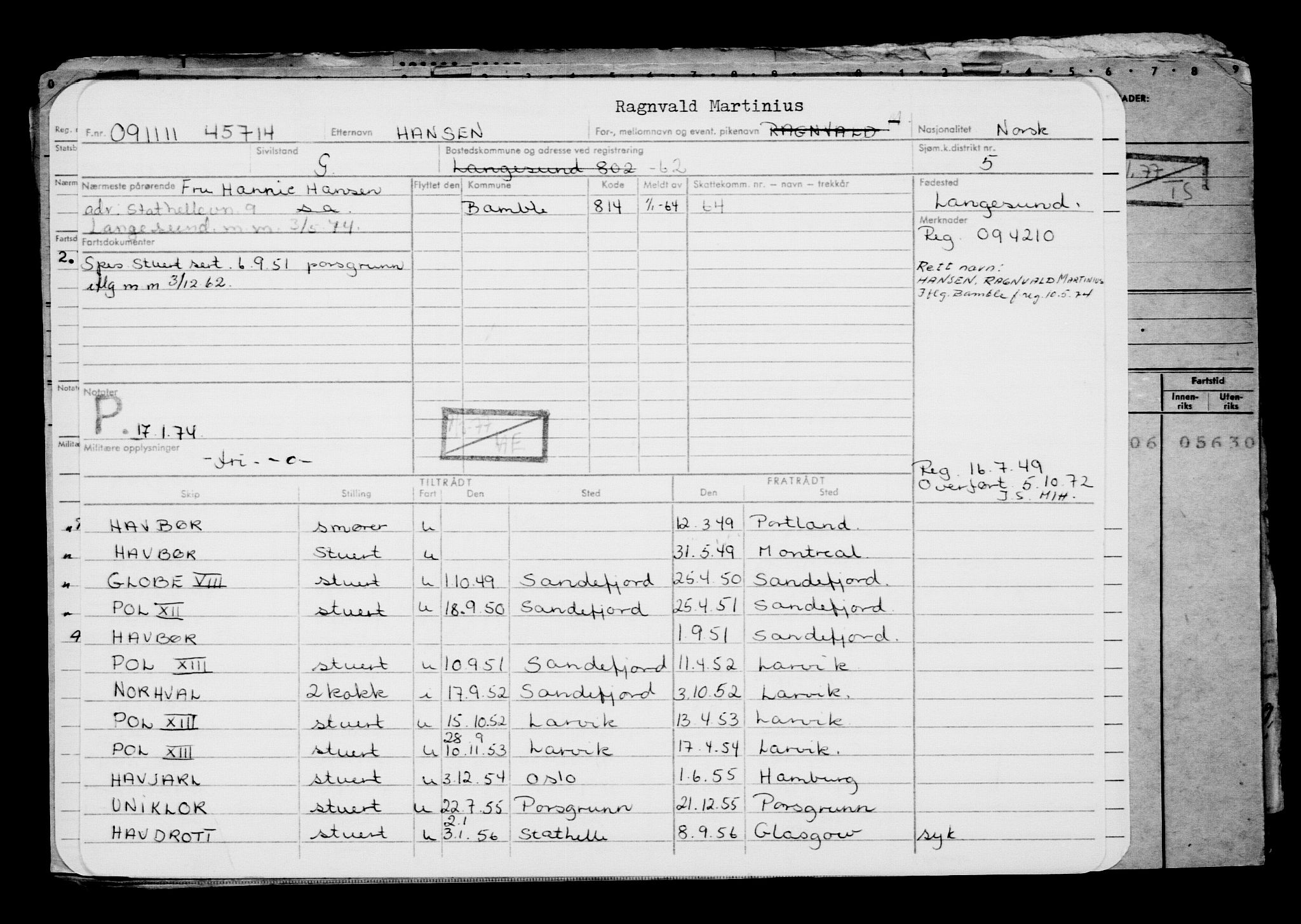 Direktoratet for sjømenn, AV/RA-S-3545/G/Gb/L0101: Hovedkort, 1911, s. 122