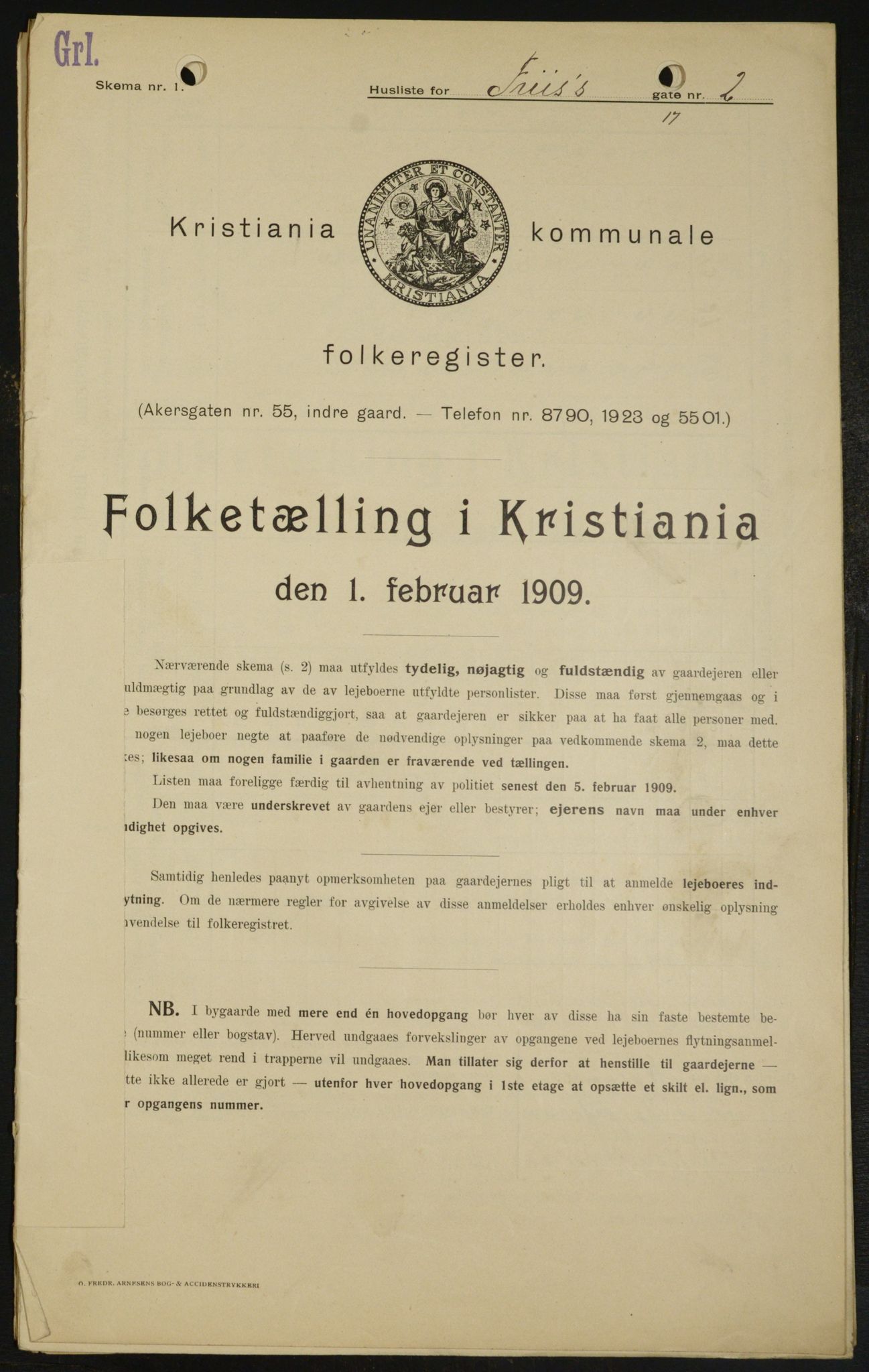 OBA, Kommunal folketelling 1.2.1909 for Kristiania kjøpstad, 1909, s. 24388