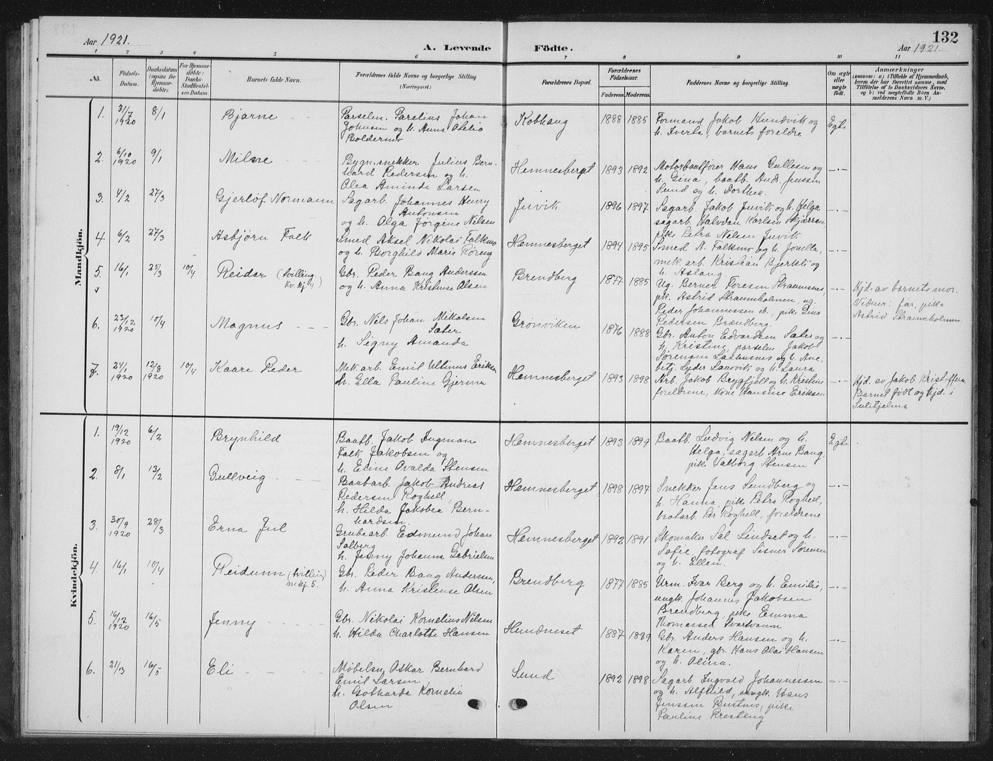 Ministerialprotokoller, klokkerbøker og fødselsregistre - Nordland, SAT/A-1459/825/L0370: Klokkerbok nr. 825C07, 1903-1923, s. 132