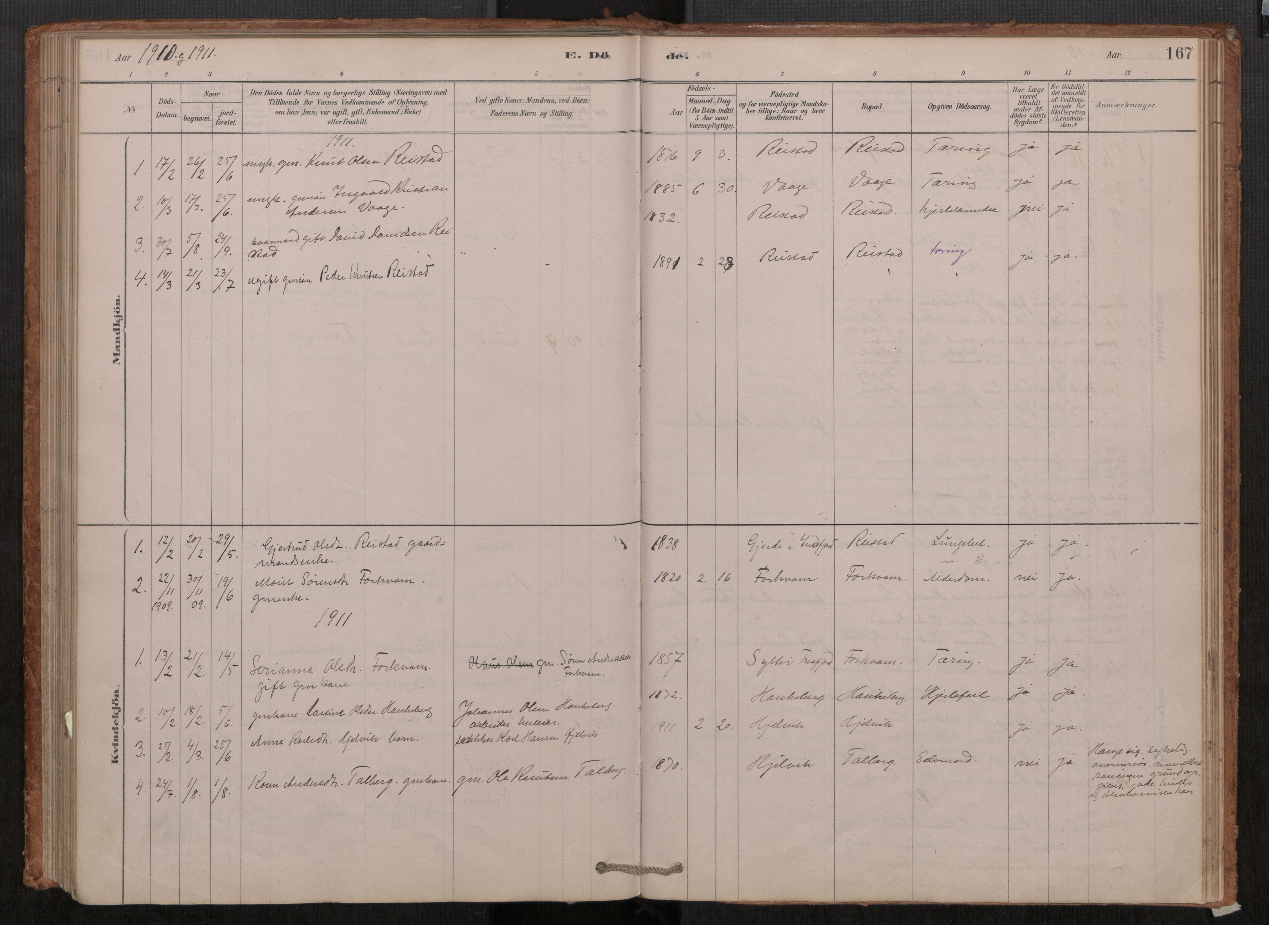 Ministerialprotokoller, klokkerbøker og fødselsregistre - Møre og Romsdal, AV/SAT-A-1454/550/L0621: Ministerialbok nr. 550A01, 1878-1915, s. 167