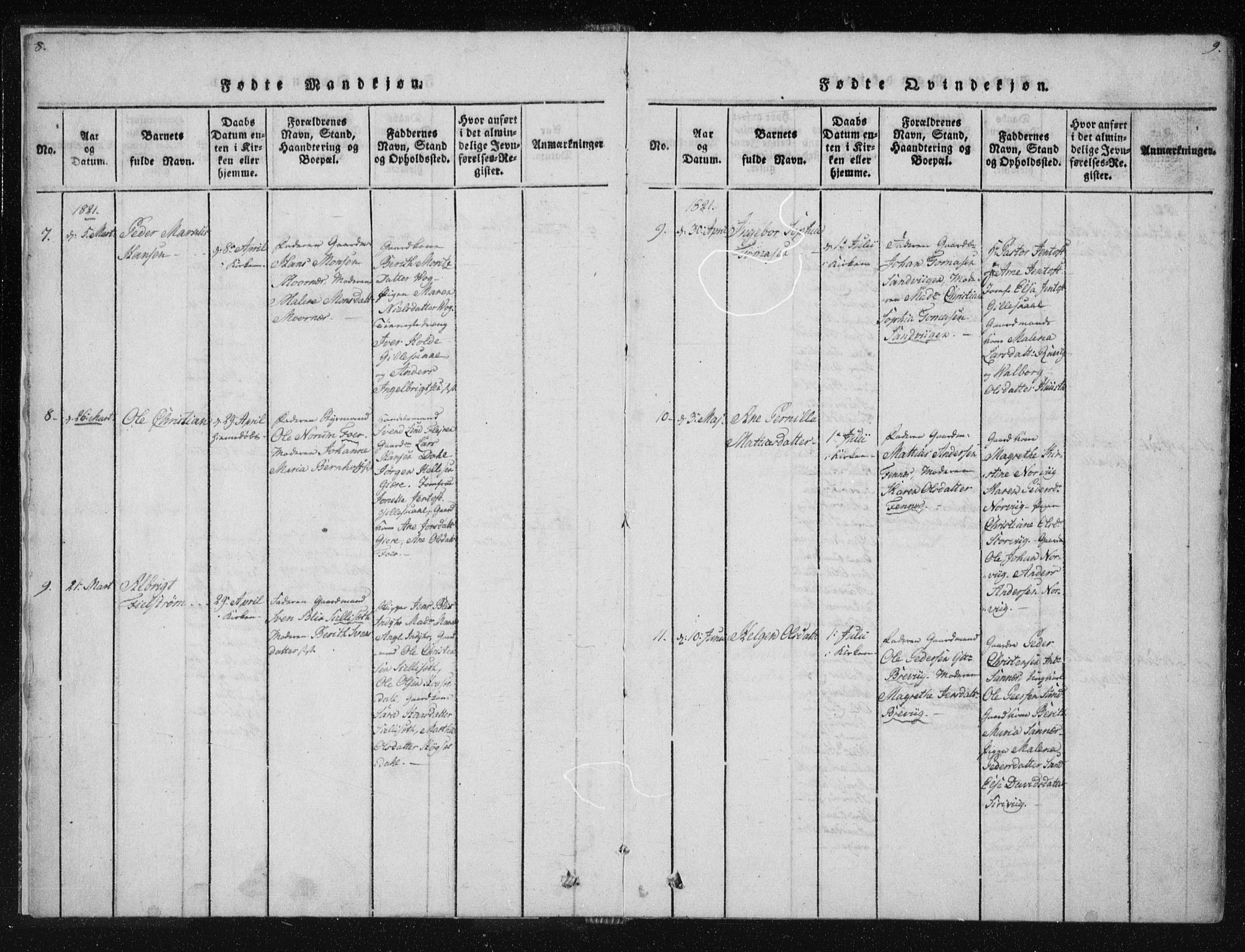Ministerialprotokoller, klokkerbøker og fødselsregistre - Nordland, AV/SAT-A-1459/805/L0096: Ministerialbok nr. 805A03, 1820-1837, s. 8-9