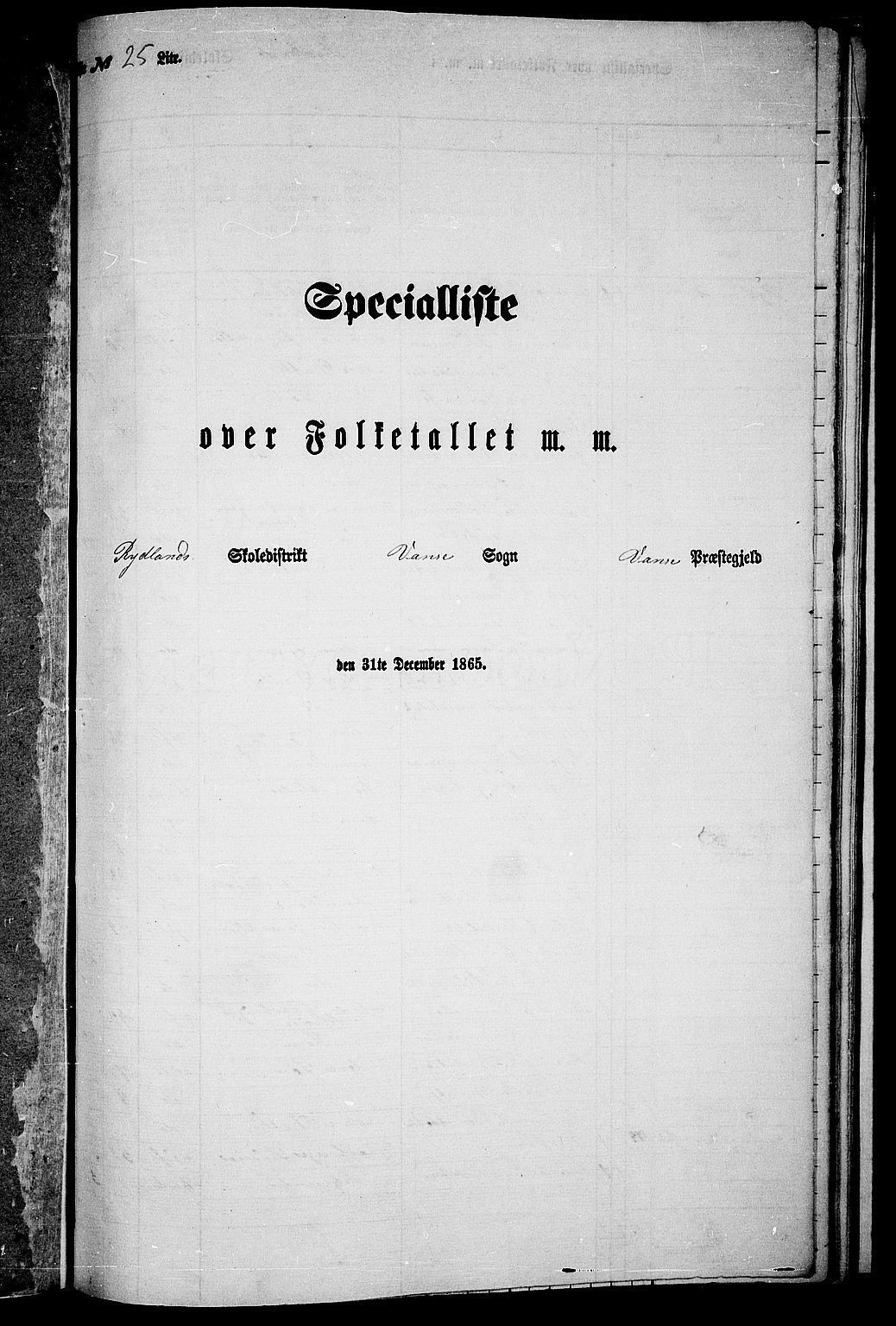 RA, Folketelling 1865 for 1041L Vanse prestegjeld, Vanse sokn og Farsund landsokn, 1865, s. 242