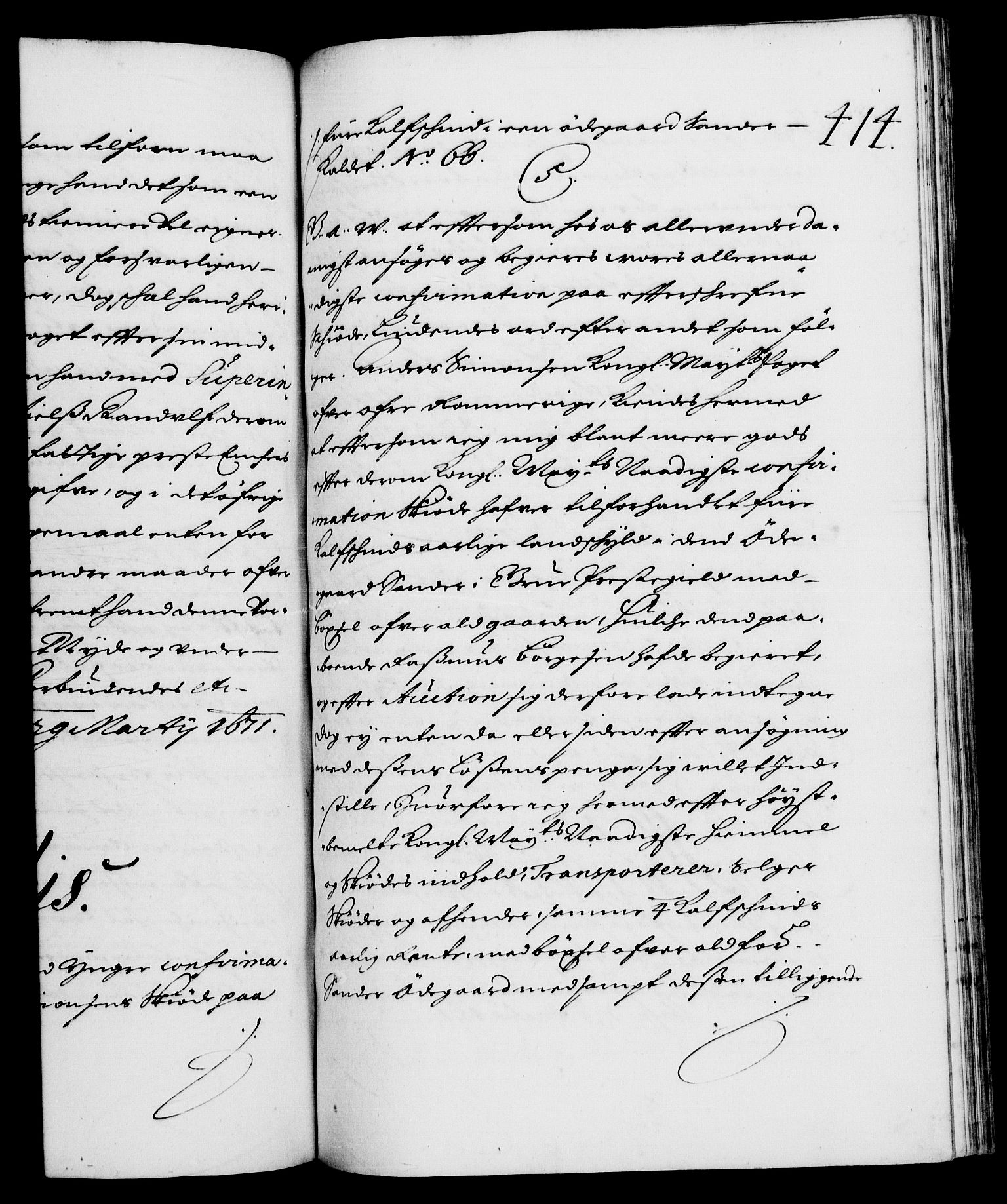 Danske Kanselli 1572-1799, RA/EA-3023/F/Fc/Fca/Fcaa/L0011: Norske registre (mikrofilm), 1670-1673, s. 414a