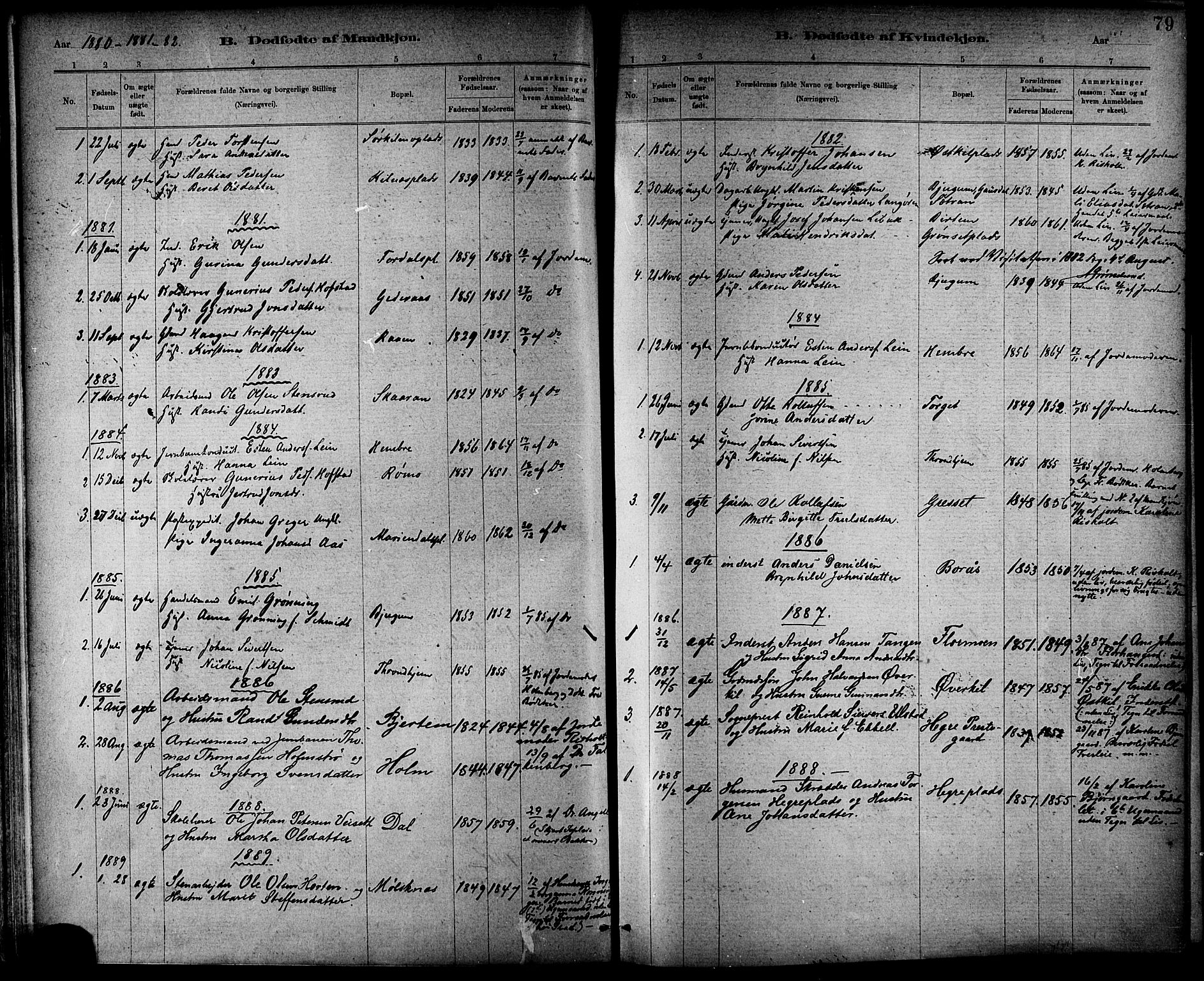 Ministerialprotokoller, klokkerbøker og fødselsregistre - Nord-Trøndelag, AV/SAT-A-1458/703/L0030: Ministerialbok nr. 703A03, 1880-1892, s. 79