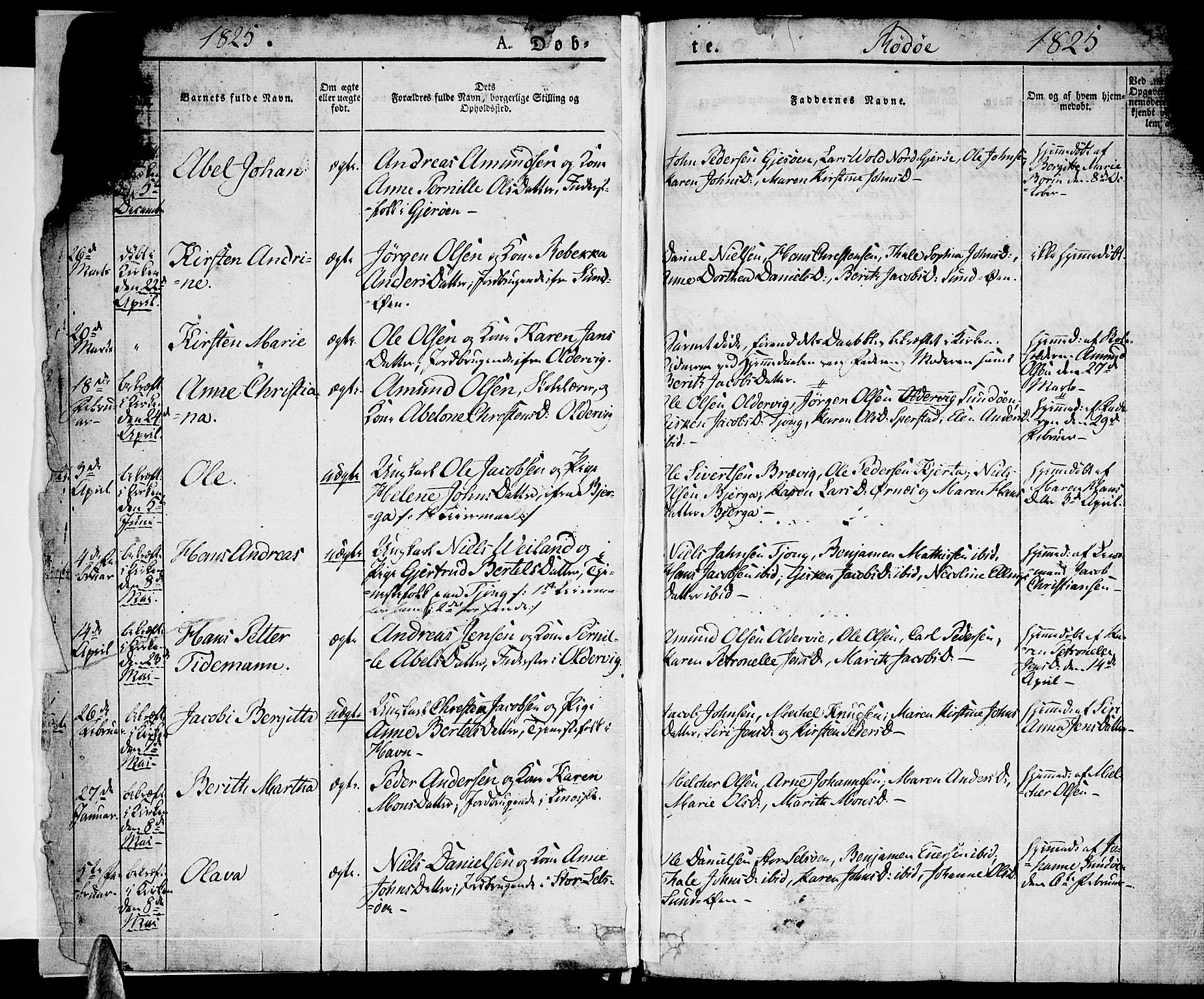 Ministerialprotokoller, klokkerbøker og fødselsregistre - Nordland, AV/SAT-A-1459/841/L0598: Ministerialbok nr. 841A06 /1, 1825-1844, s. 1