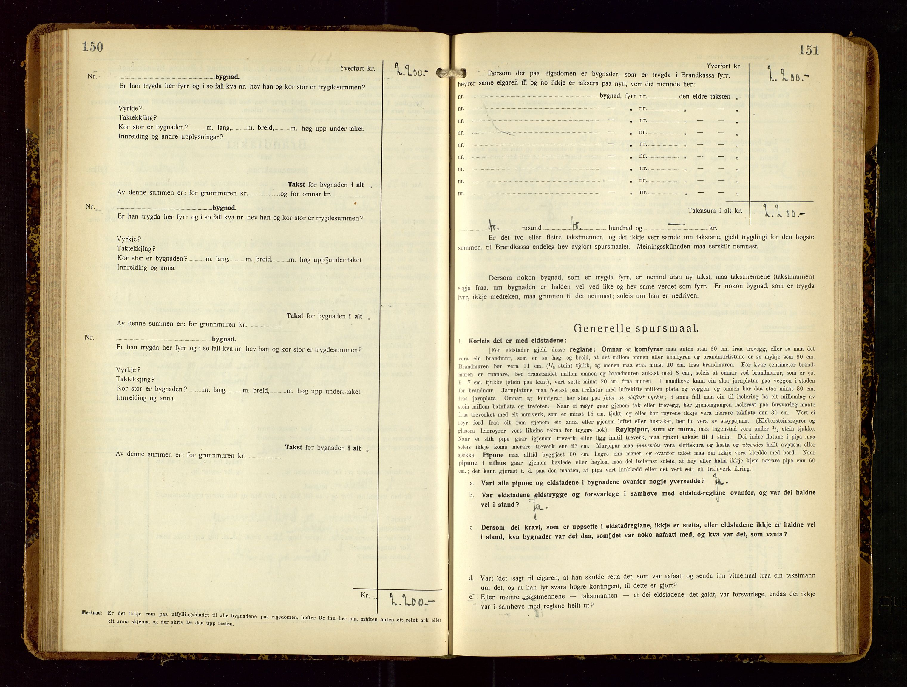 Hetland lensmannskontor, AV/SAST-A-100101/Gob/L0003: "Brandtakstbok", 1932-1934, s. 150-151
