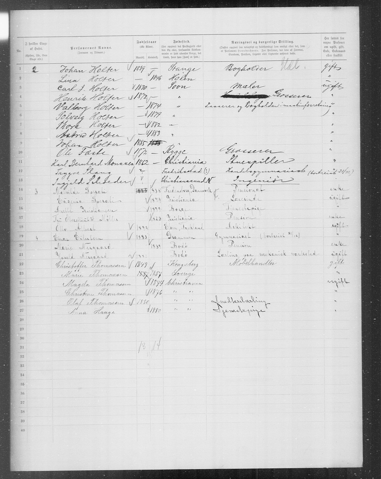 OBA, Kommunal folketelling 31.12.1899 for Kristiania kjøpstad, 1899, s. 7367