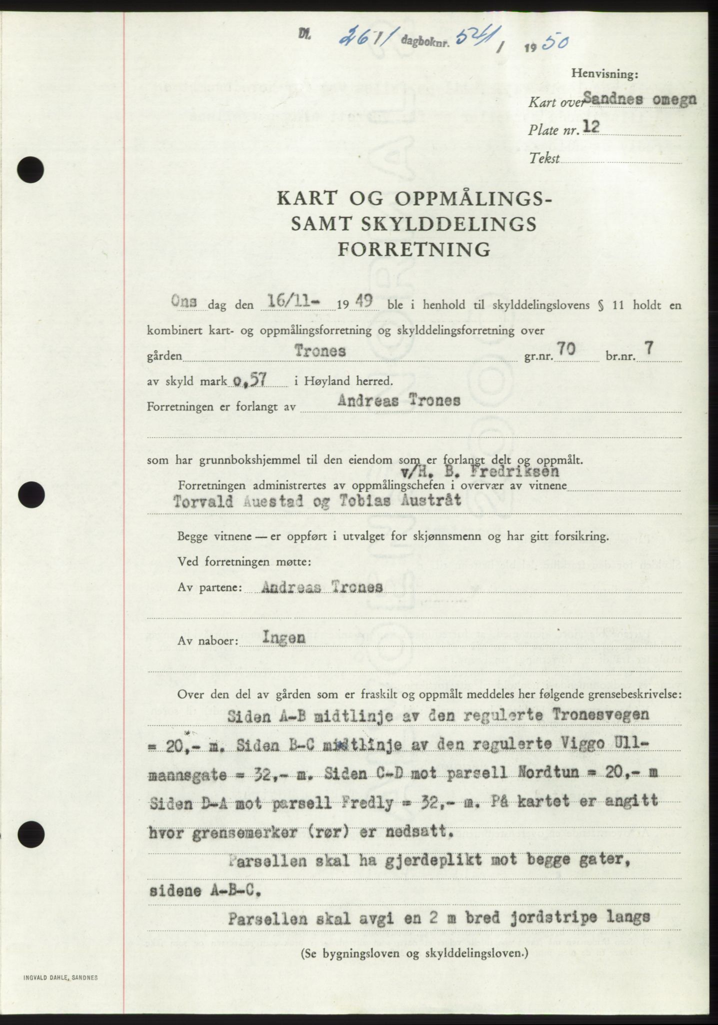Jæren sorenskriveri, SAST/A-100310/03/G/Gba/L0106: Pantebok, 1950-1950, Dagboknr: 541/1950