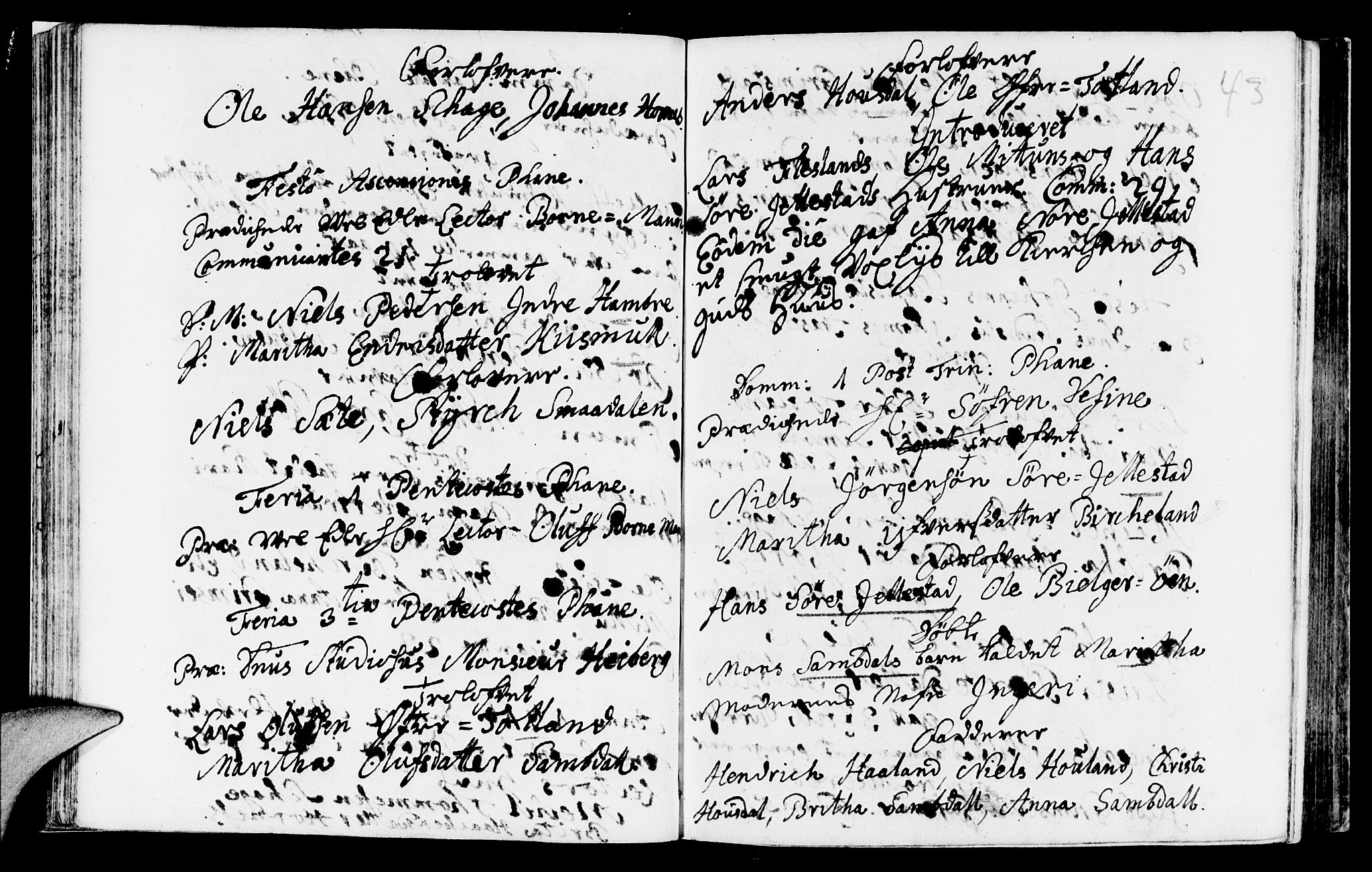 Fana Sokneprestembete, AV/SAB-A-75101/H/Haa/Haaa/L0001: Ministerialbok nr. A 1, 1712-1719, s. 43