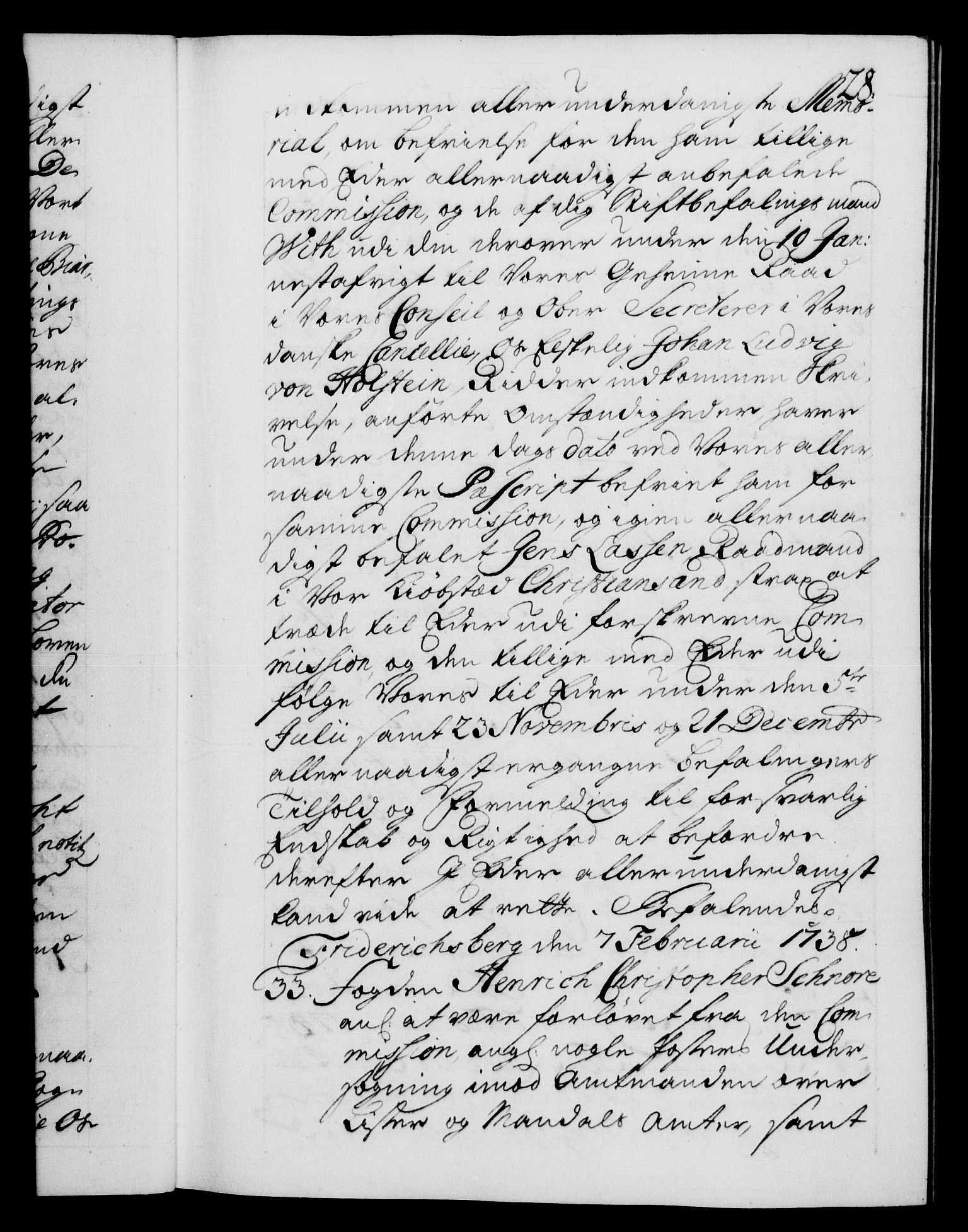 Danske Kanselli 1572-1799, AV/RA-EA-3023/F/Fc/Fca/Fcab/L0028: Norske tegnelser, 1738-1740, s. 28a