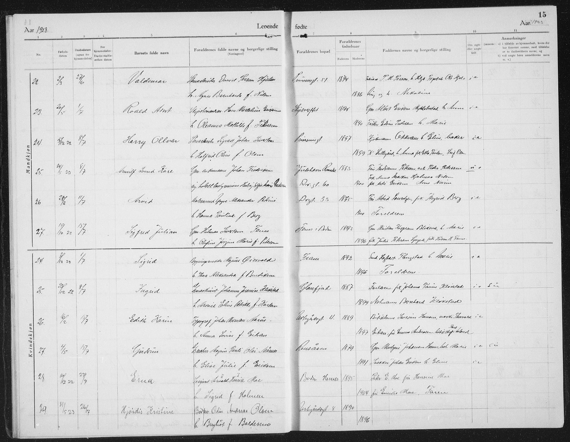 Ministerialprotokoller, klokkerbøker og fødselsregistre - Nordland, AV/SAT-A-1459/801/L0037: Klokkerbok nr. 801C12, 1921-1937, s. 15