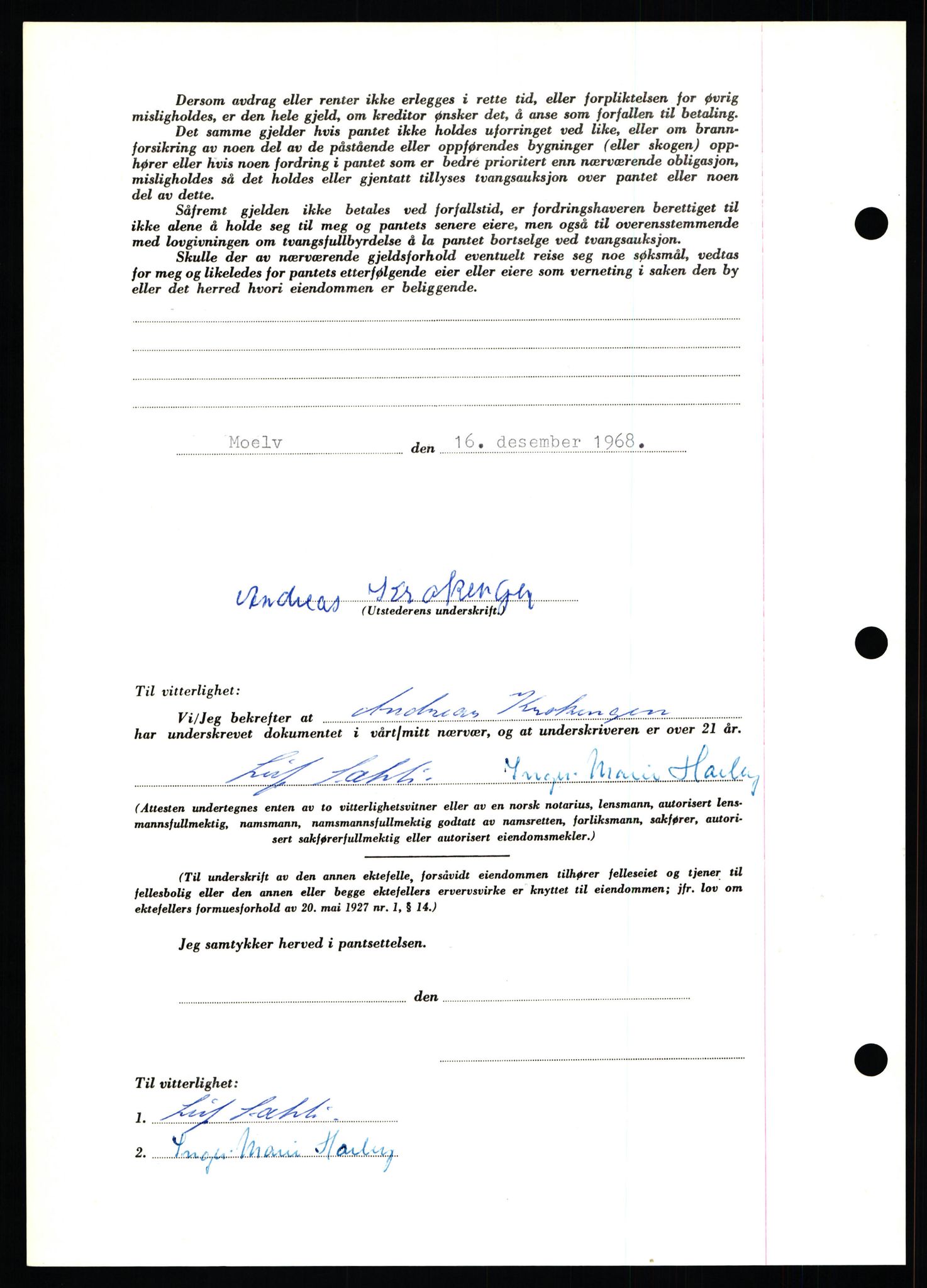 Nord-Hedmark sorenskriveri, SAH/TING-012/H/Hb/Hbf/L0077: Pantebok nr. B77, 1968-1969, Dagboknr: 6723/1968