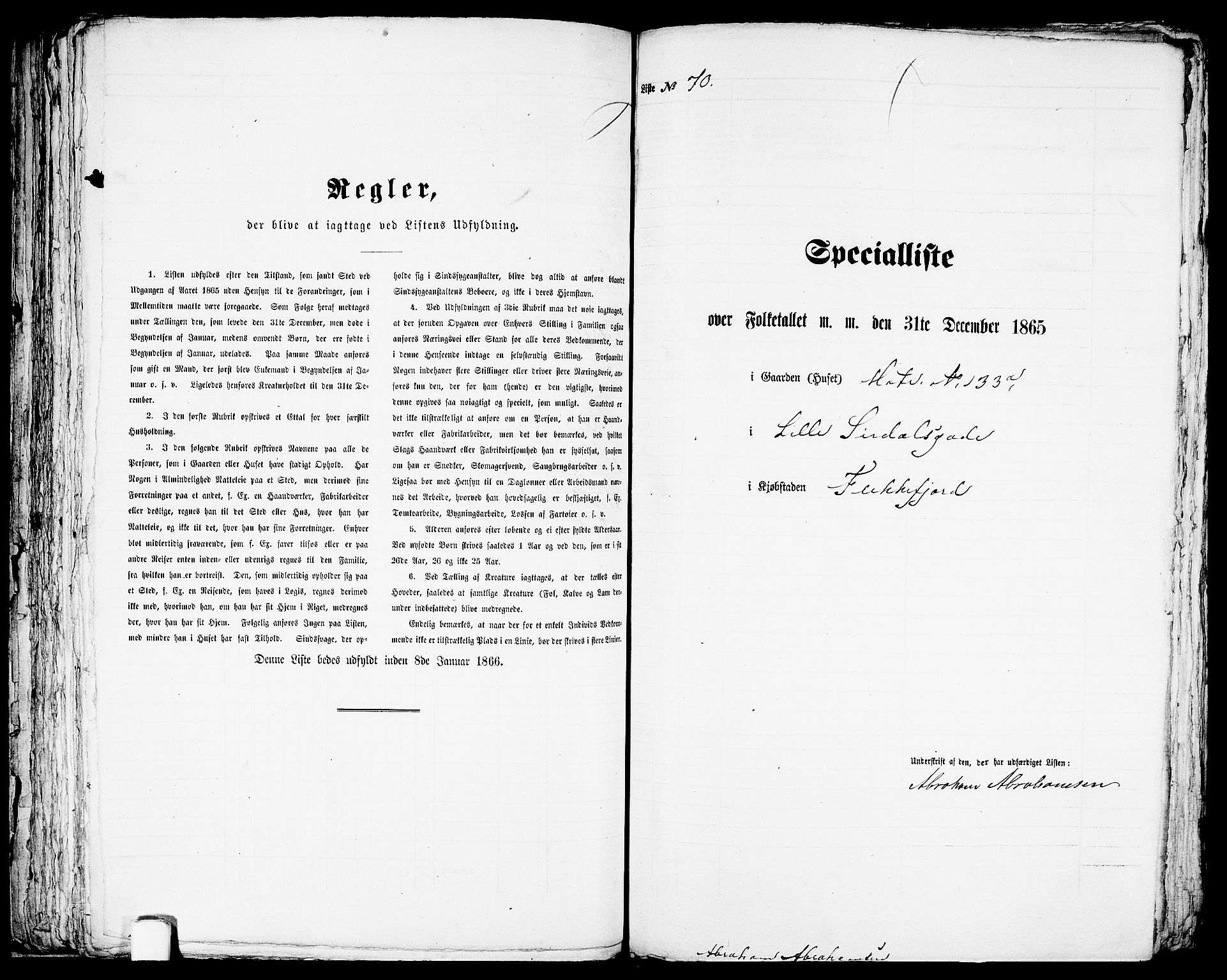 RA, Folketelling 1865 for 1004B Flekkefjord prestegjeld, Flekkefjord kjøpstad, 1865, s. 146