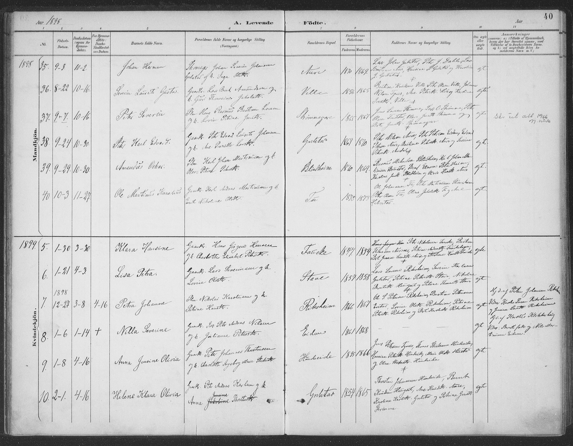 Ministerialprotokoller, klokkerbøker og fødselsregistre - Møre og Romsdal, AV/SAT-A-1454/523/L0335: Ministerialbok nr. 523A02, 1891-1911, s. 40