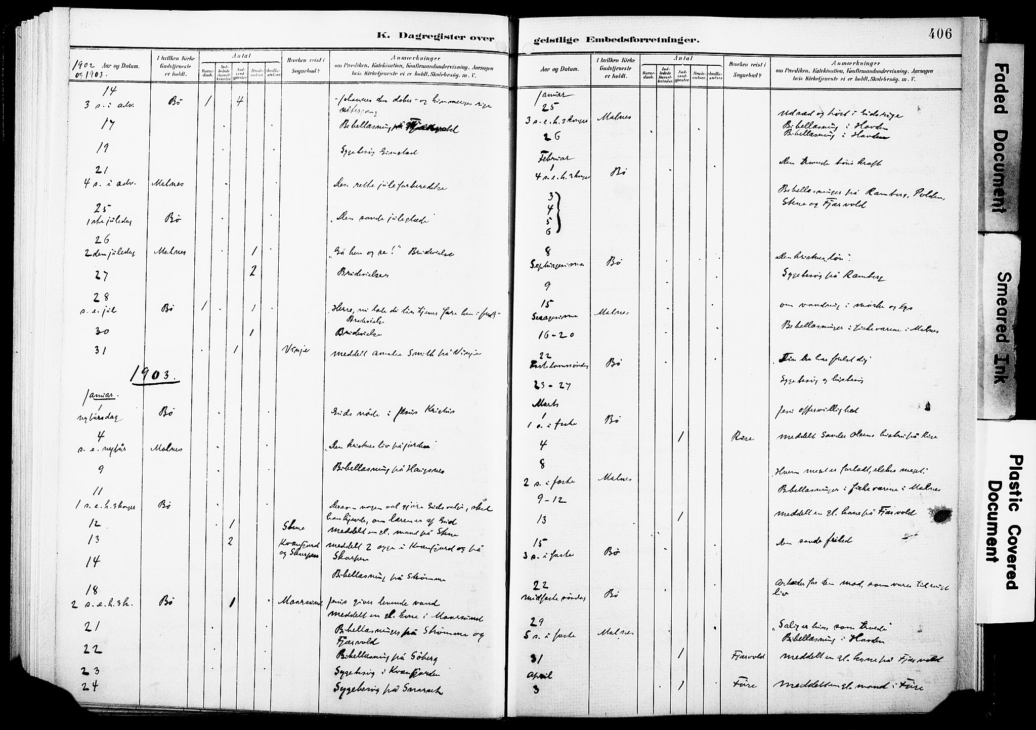 Ministerialprotokoller, klokkerbøker og fødselsregistre - Nordland, SAT/A-1459/891/L1305: Ministerialbok nr. 891A10, 1895-1921, s. 406