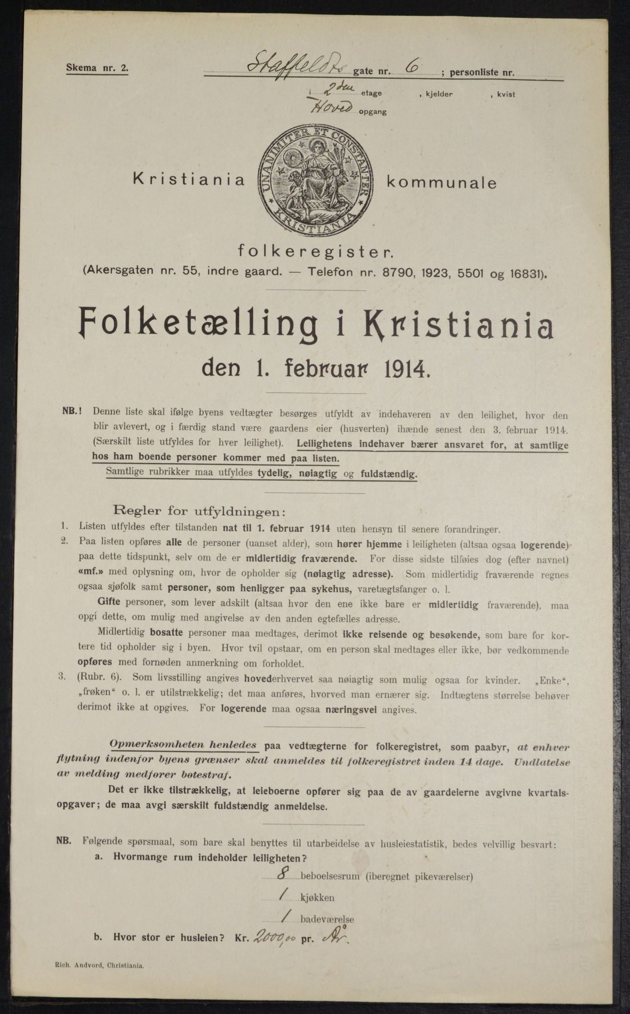 OBA, Kommunal folketelling 1.2.1914 for Kristiania, 1914, s. 100575