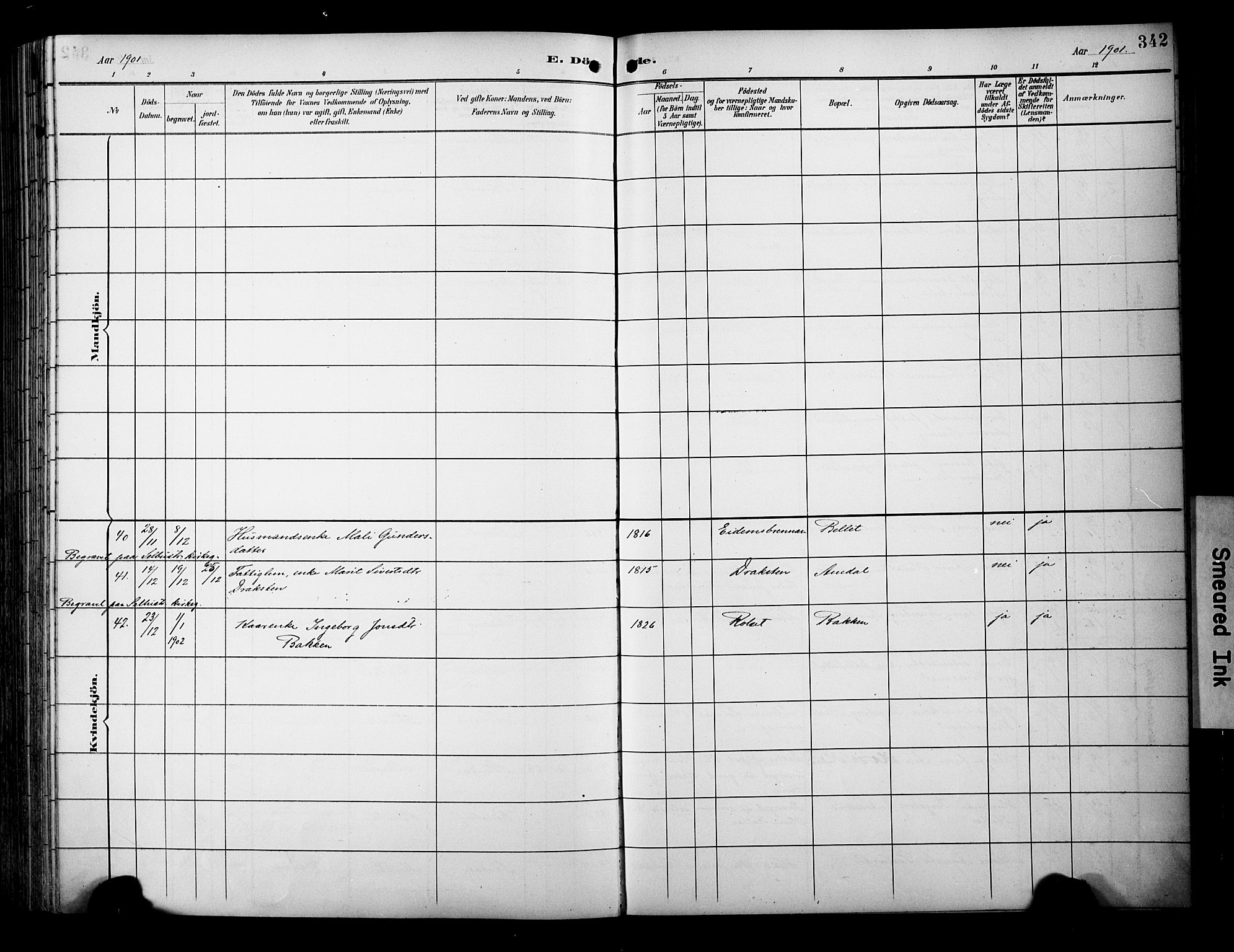 Ministerialprotokoller, klokkerbøker og fødselsregistre - Sør-Trøndelag, SAT/A-1456/695/L1149: Ministerialbok nr. 695A09, 1891-1902, s. 342