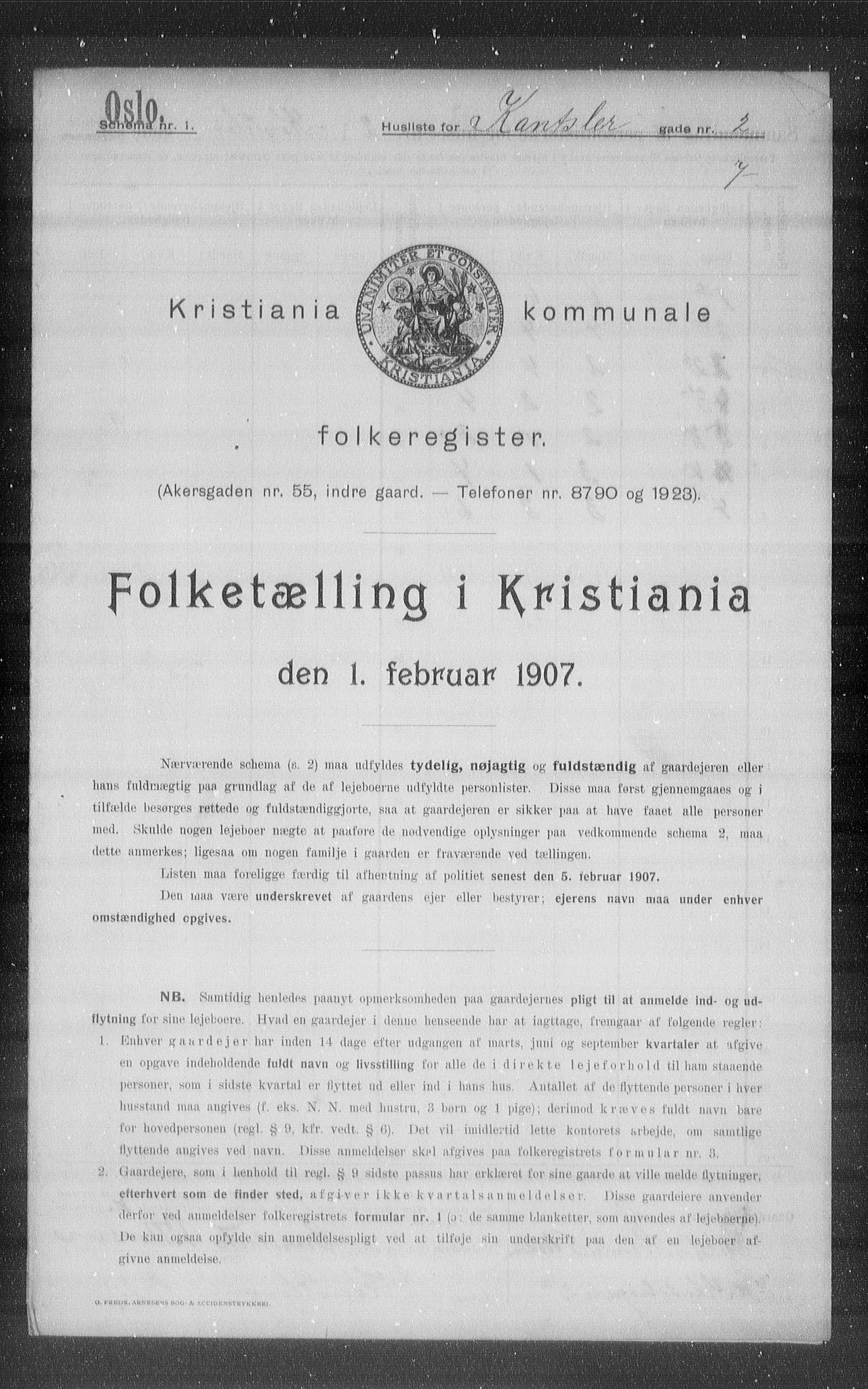 OBA, Kommunal folketelling 1.2.1907 for Kristiania kjøpstad, 1907, s. 24490