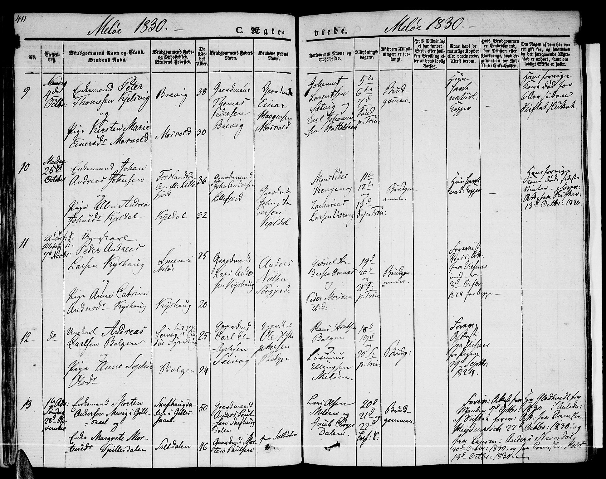 Ministerialprotokoller, klokkerbøker og fødselsregistre - Nordland, AV/SAT-A-1459/841/L0600: Ministerialbok nr. 841A07 /2, 1824-1843, s. 411