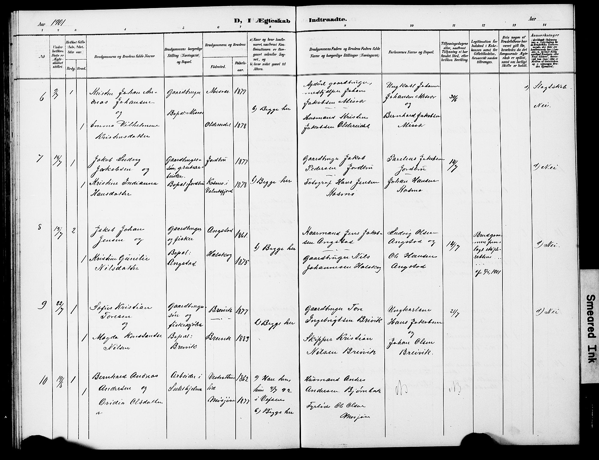 Ministerialprotokoller, klokkerbøker og fødselsregistre - Nordland, SAT/A-1459/852/L0755: Klokkerbok nr. 852C06, 1895-1902