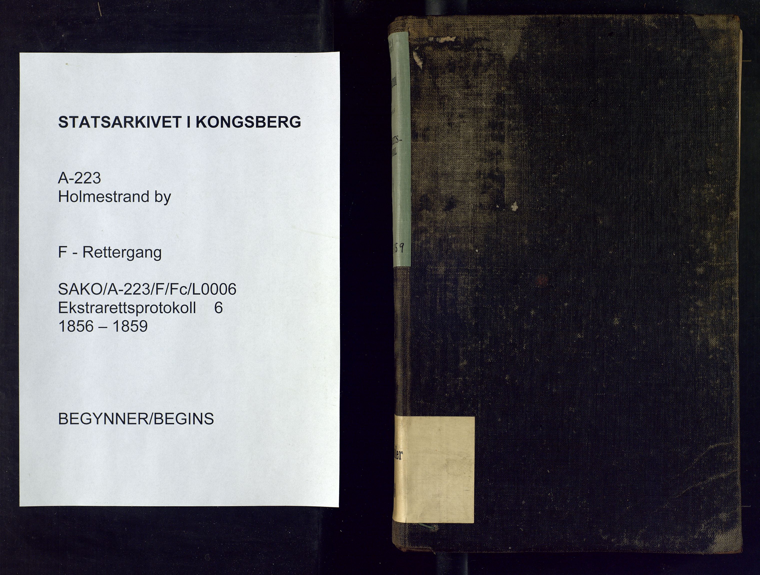 Holmestrand byfogd, SAKO/A-223/F/Fc/L0006: Ekstrarettsprotokoll, 1856-1859