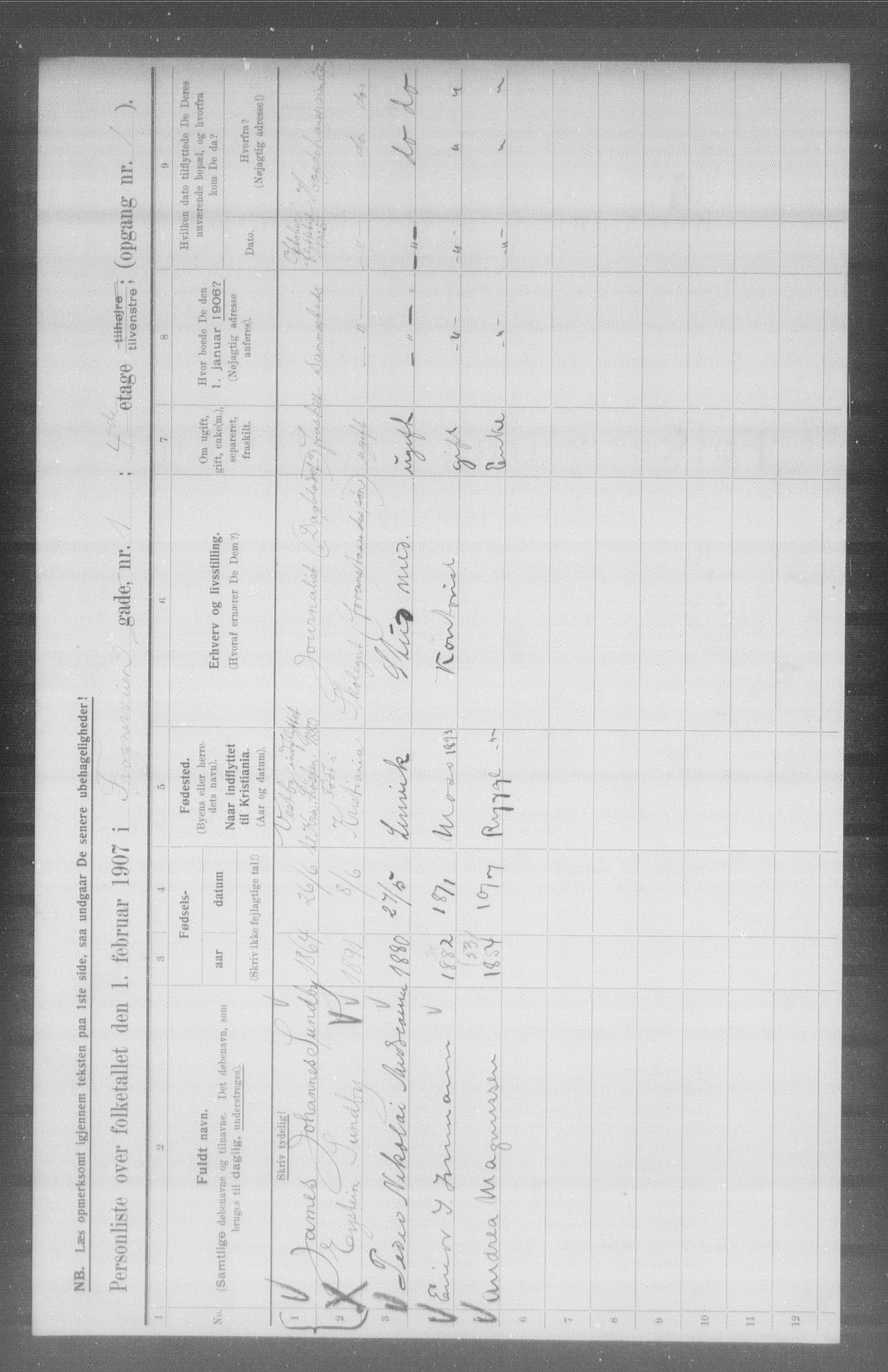 OBA, Kommunal folketelling 1.2.1907 for Kristiania kjøpstad, 1907, s. 13726