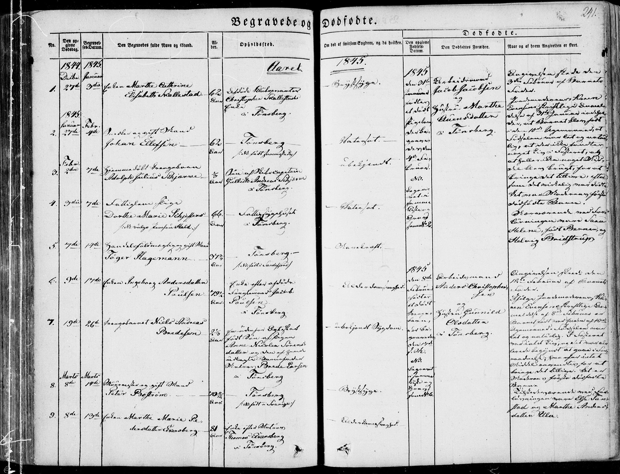 Tønsberg kirkebøker, AV/SAKO-A-330/F/Fa/L0007: Ministerialbok nr. I 7, 1845-1854, s. 241