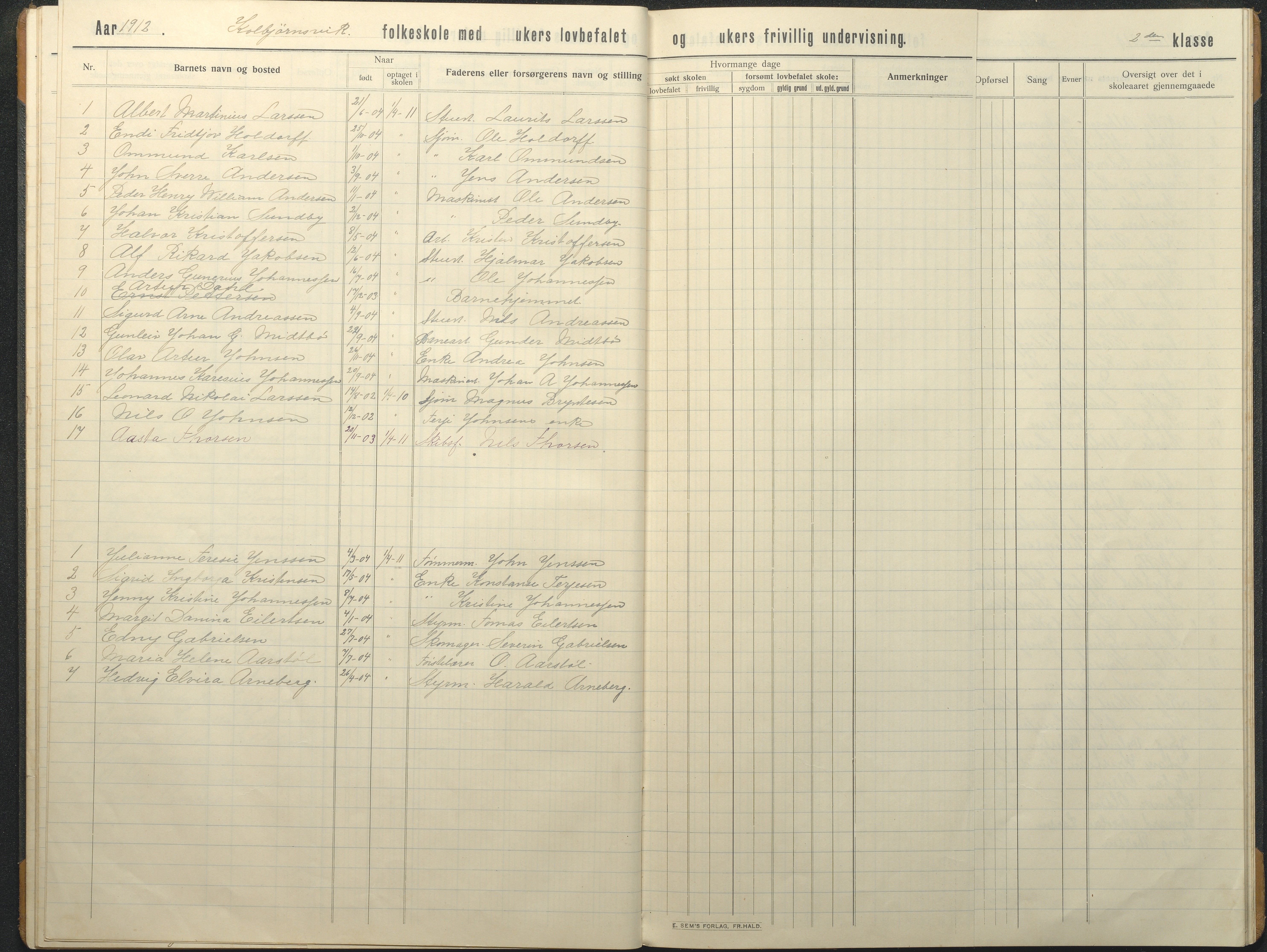 Hisøy kommune frem til 1991, AAKS/KA0922-PK/32/L0017: Skoleprotokoll, 1908-1920